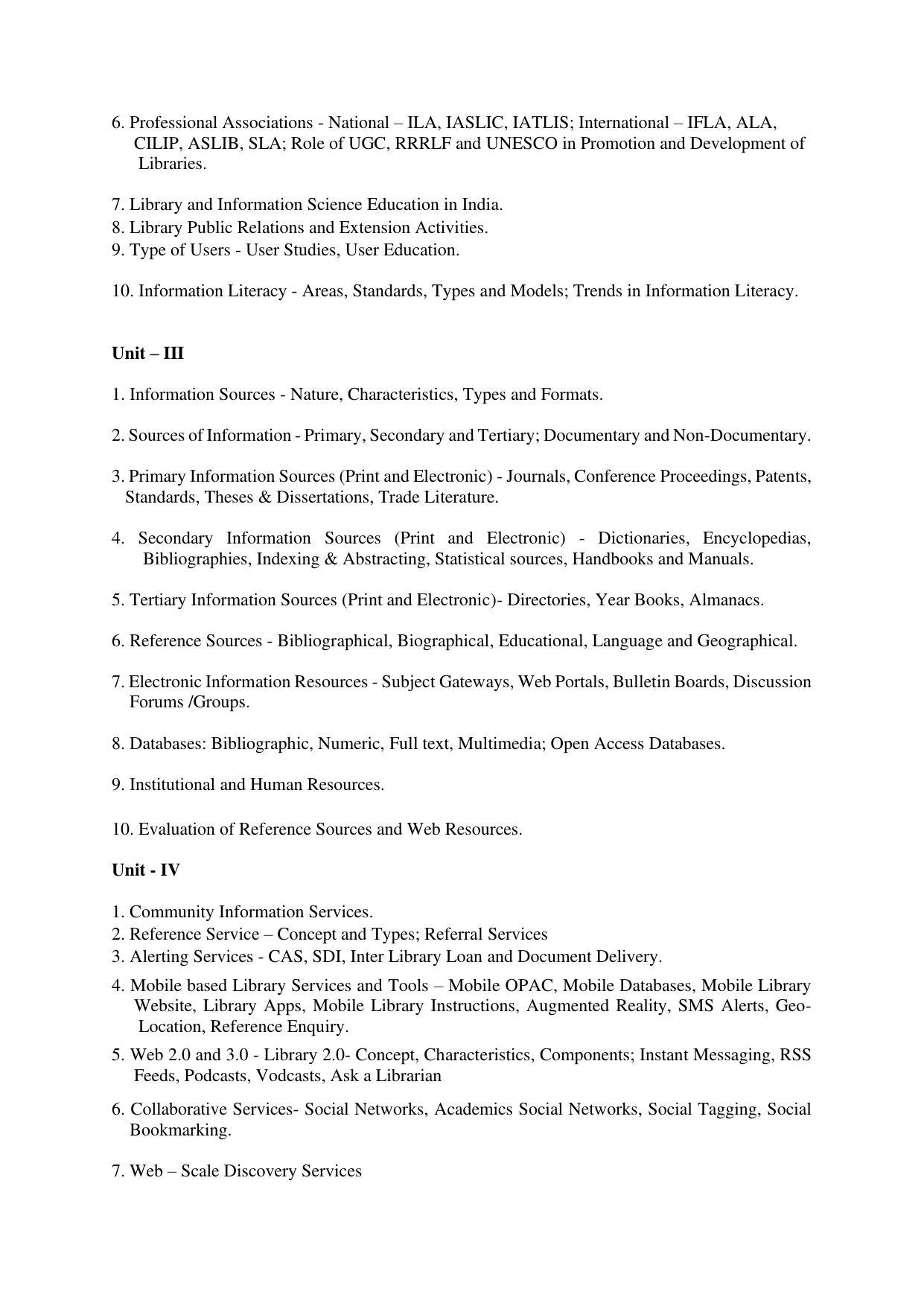 AP RCET Library & Information Science Syllabus - Page 2