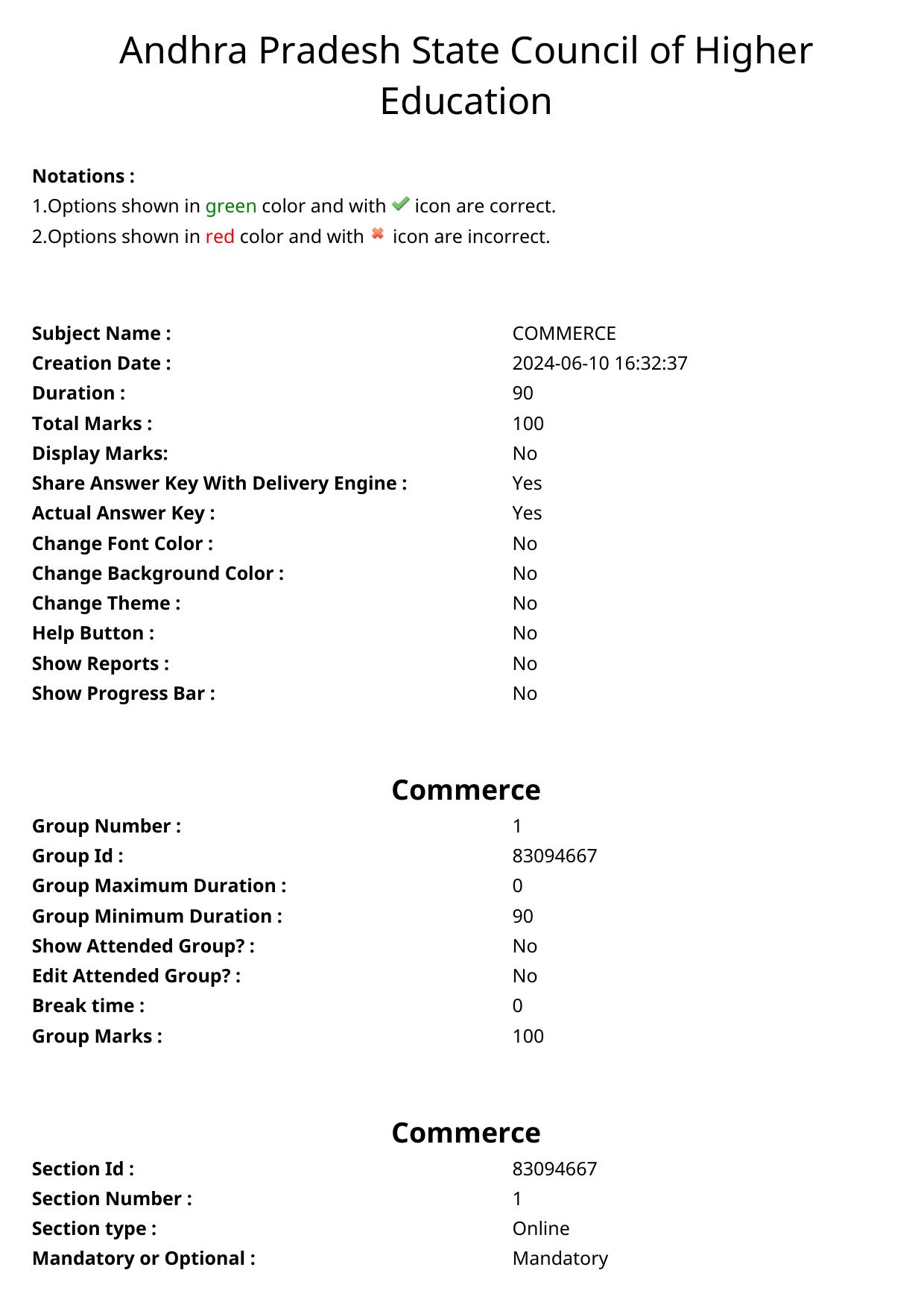 APPGCET 2024 Commerce Paper with Answer Key - Page 1