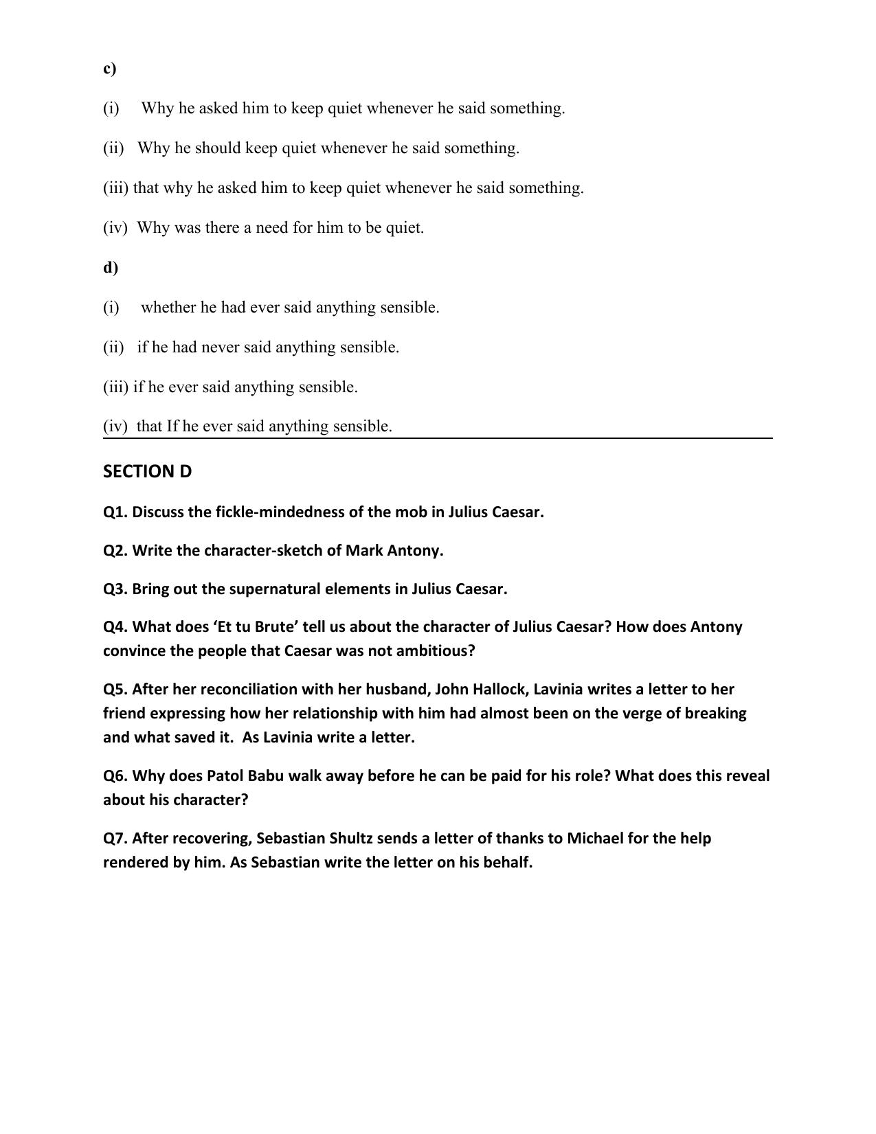 CBSE Worksheets for Class 10 English Assignment 15 - Page 11