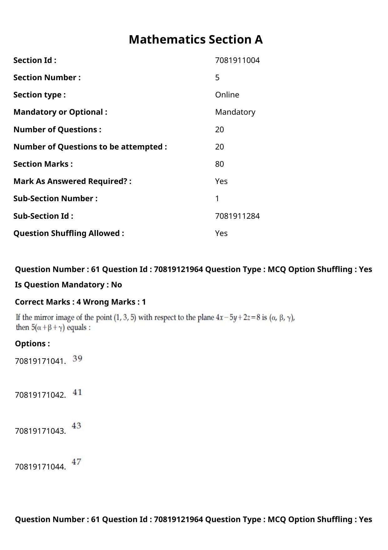 JEE Mains 2021: B.Arch Punjabi (Shift 2) 26-02-2021 Question Paper - Page 72