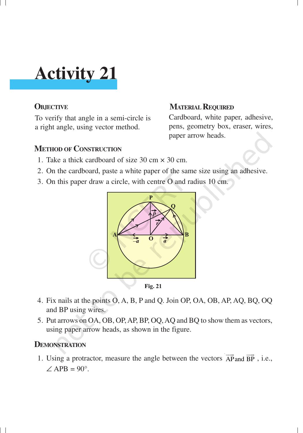NCERT Laboratory Manuals for Class XII Mathematics - Activities (21- 27) - Page 1