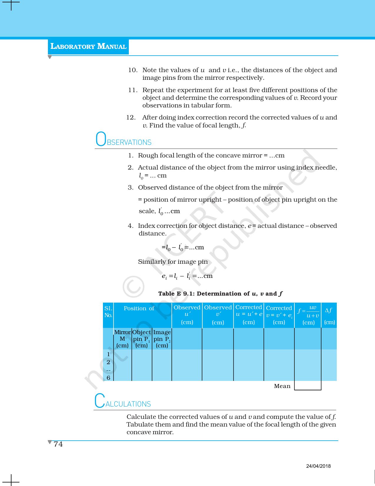 NCERT Laboratory Manuals for Class XII Physics - Experiment 8 & 9 - Page 10