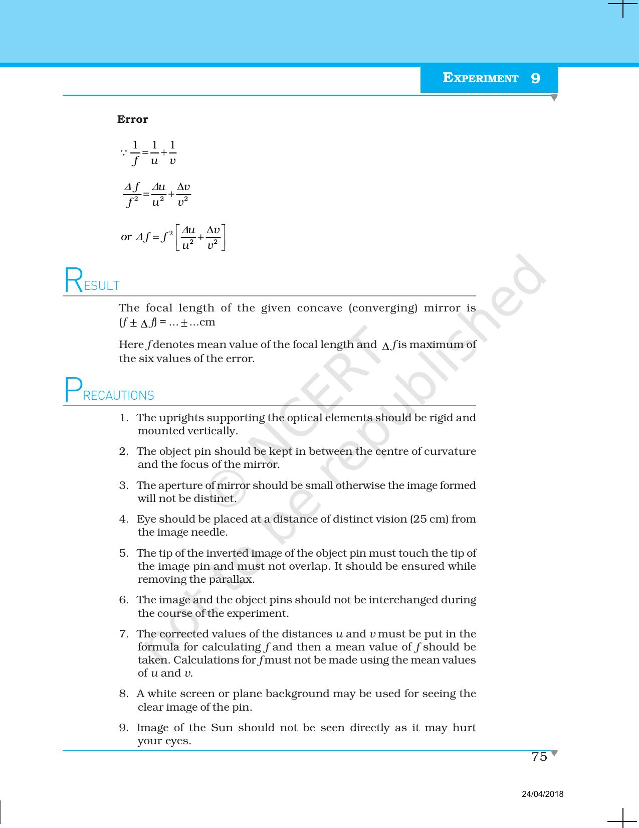 NCERT Laboratory Manuals for Class XII Physics - Experiment 8 & 9 - Page 11