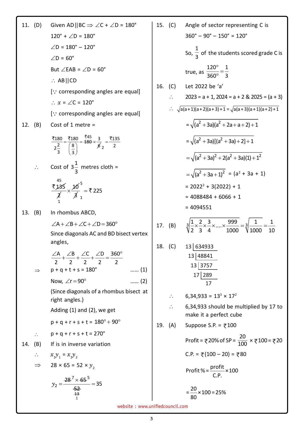 NSTSE 2023 Class 8 Answer Key (Paper Code 484) - Page 3