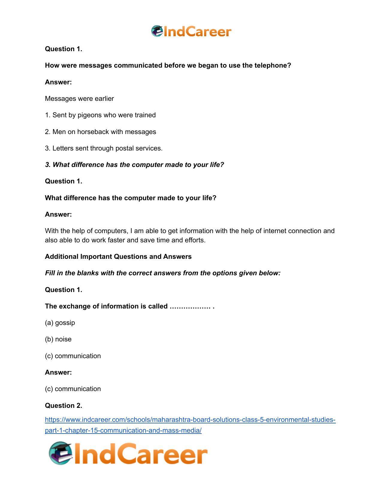 Maharashtra Board Solutions Class 5-Environmental Studies (Part 1): Chapter 15- Communication and Mass Media - Page 3