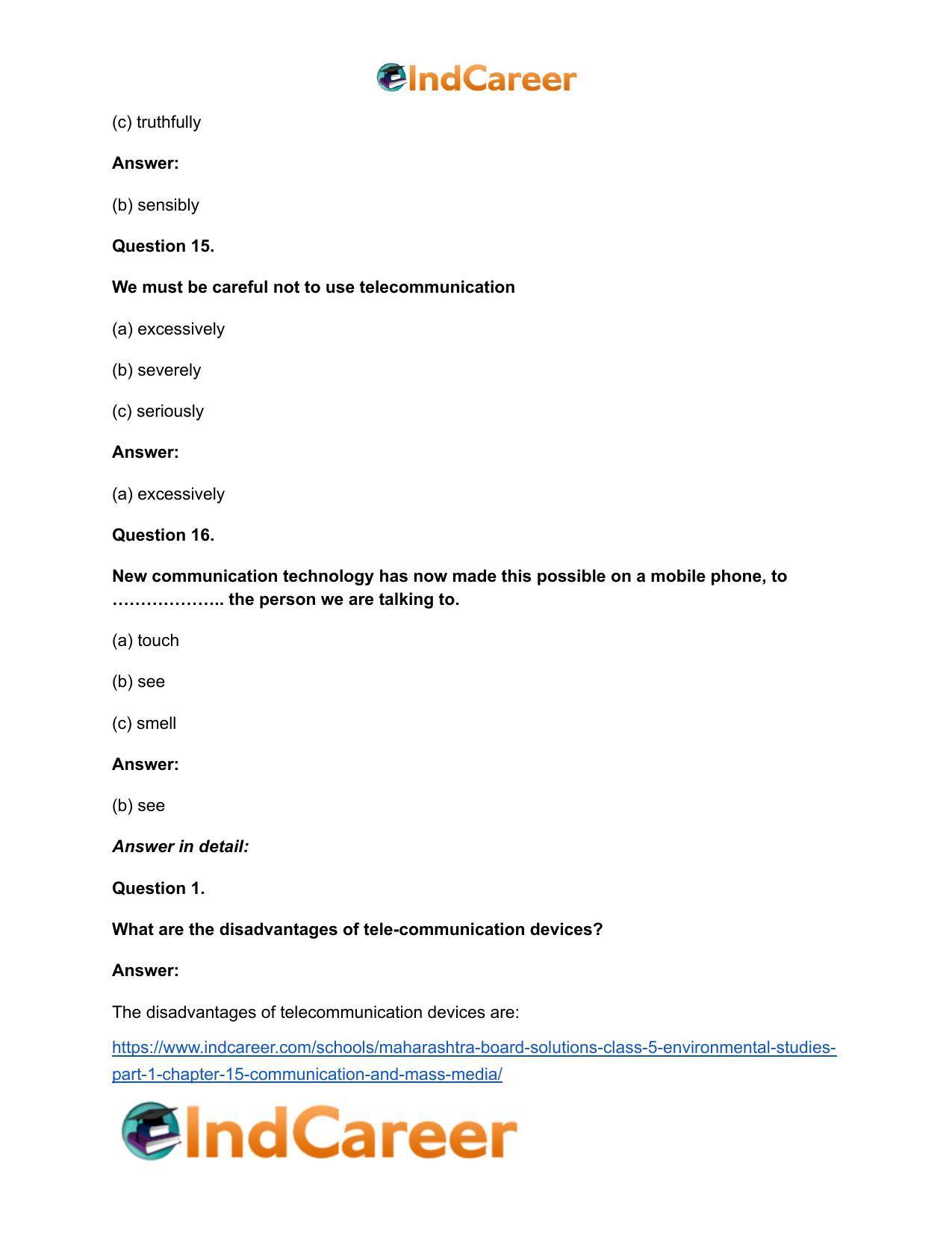 Maharashtra Board Solutions Class 5-Environmental Studies (Part 1): Chapter 15- Communication and Mass Media - Page 8