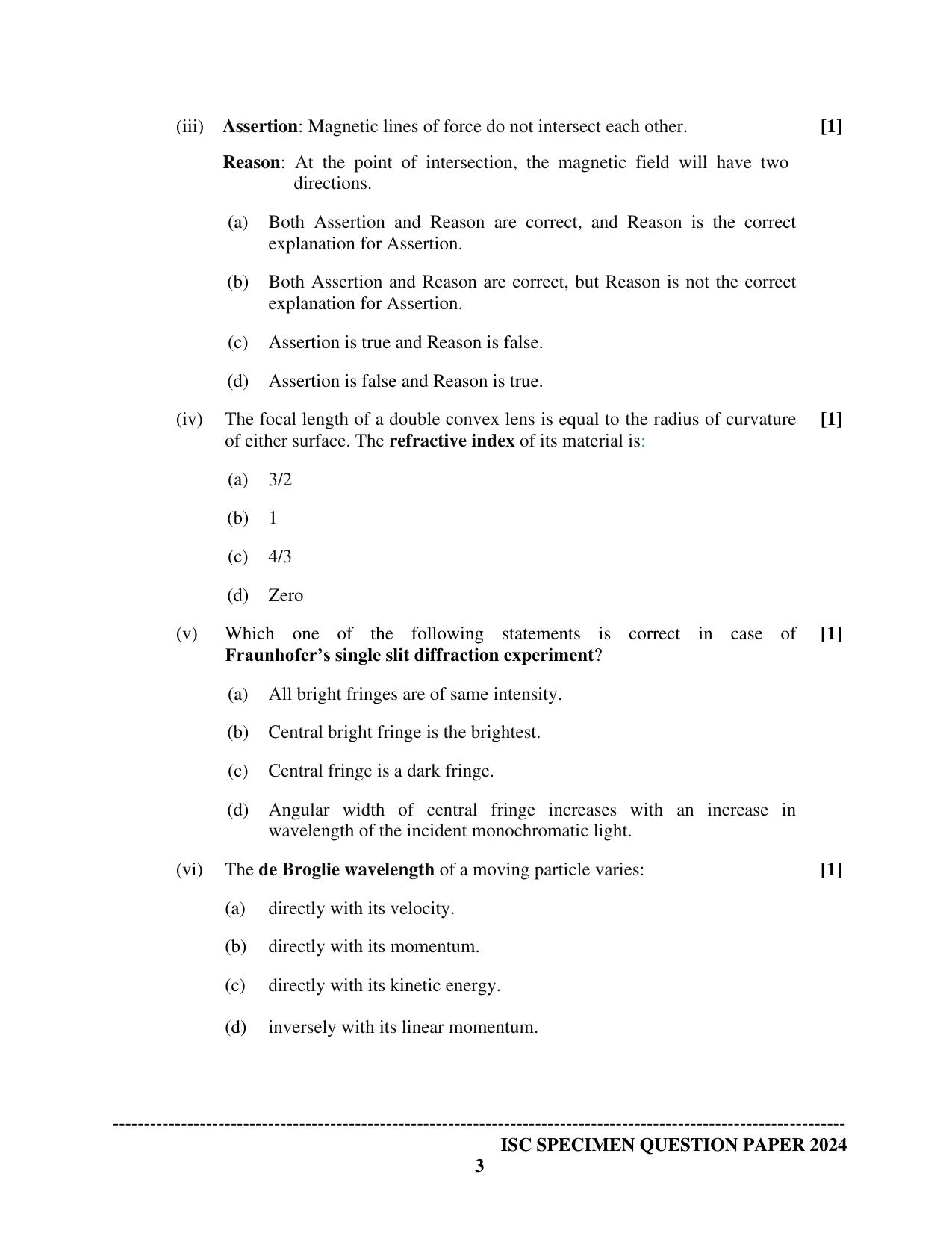 ISC Class 12 2024 PHYSICS PAPER 1 Sample Paper - Page 3