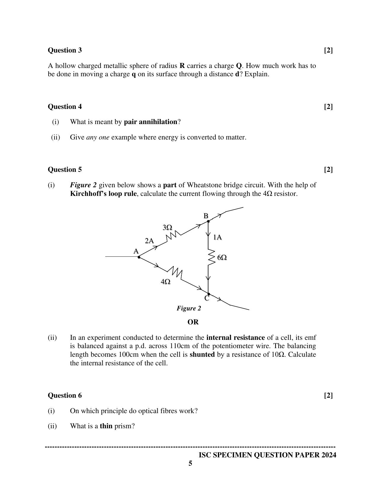 ISC Class 12 2024 PHYSICS PAPER 1 Sample Paper - Page 5