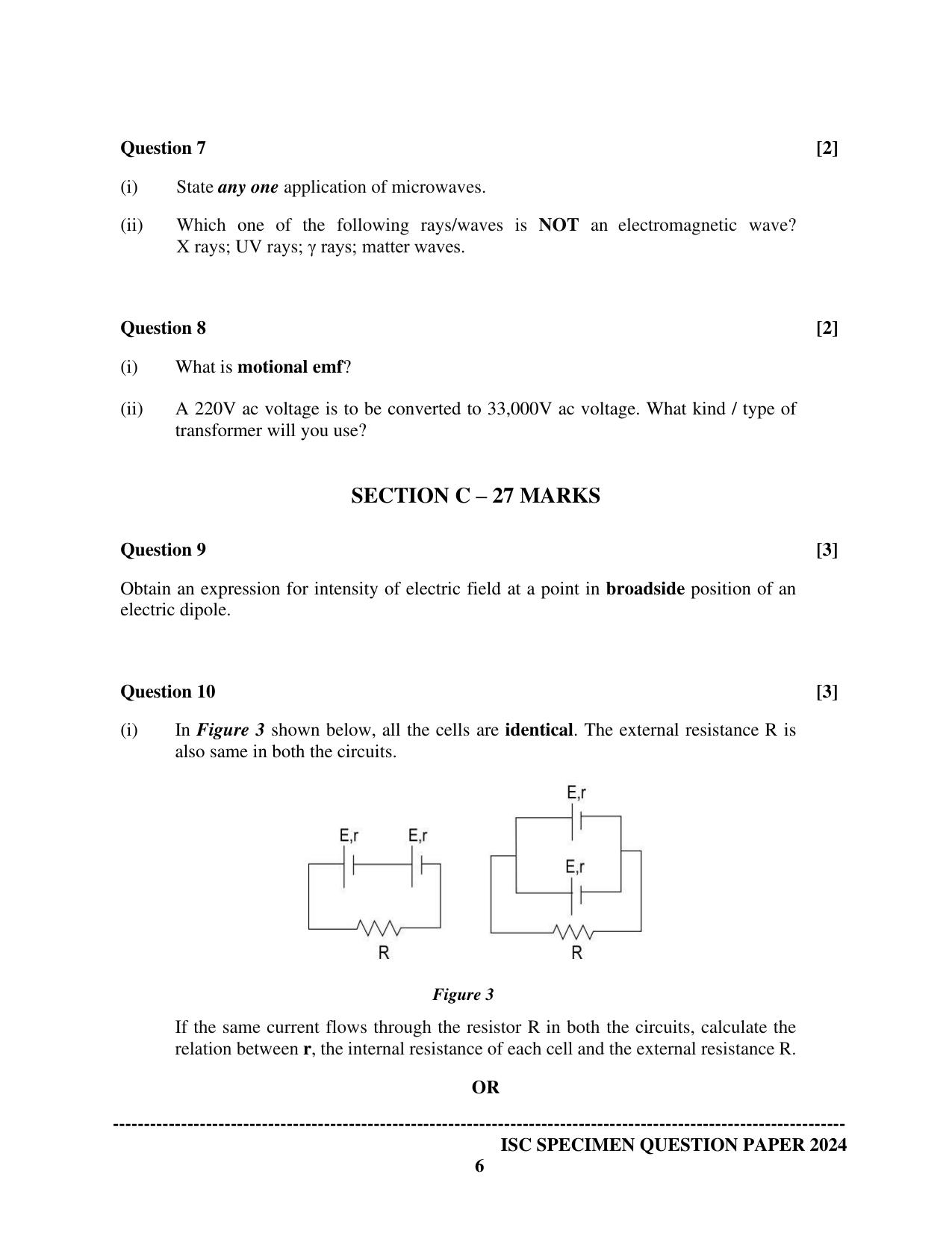 ISC Class 12 2024 PHYSICS PAPER 1 Sample Paper - Page 6
