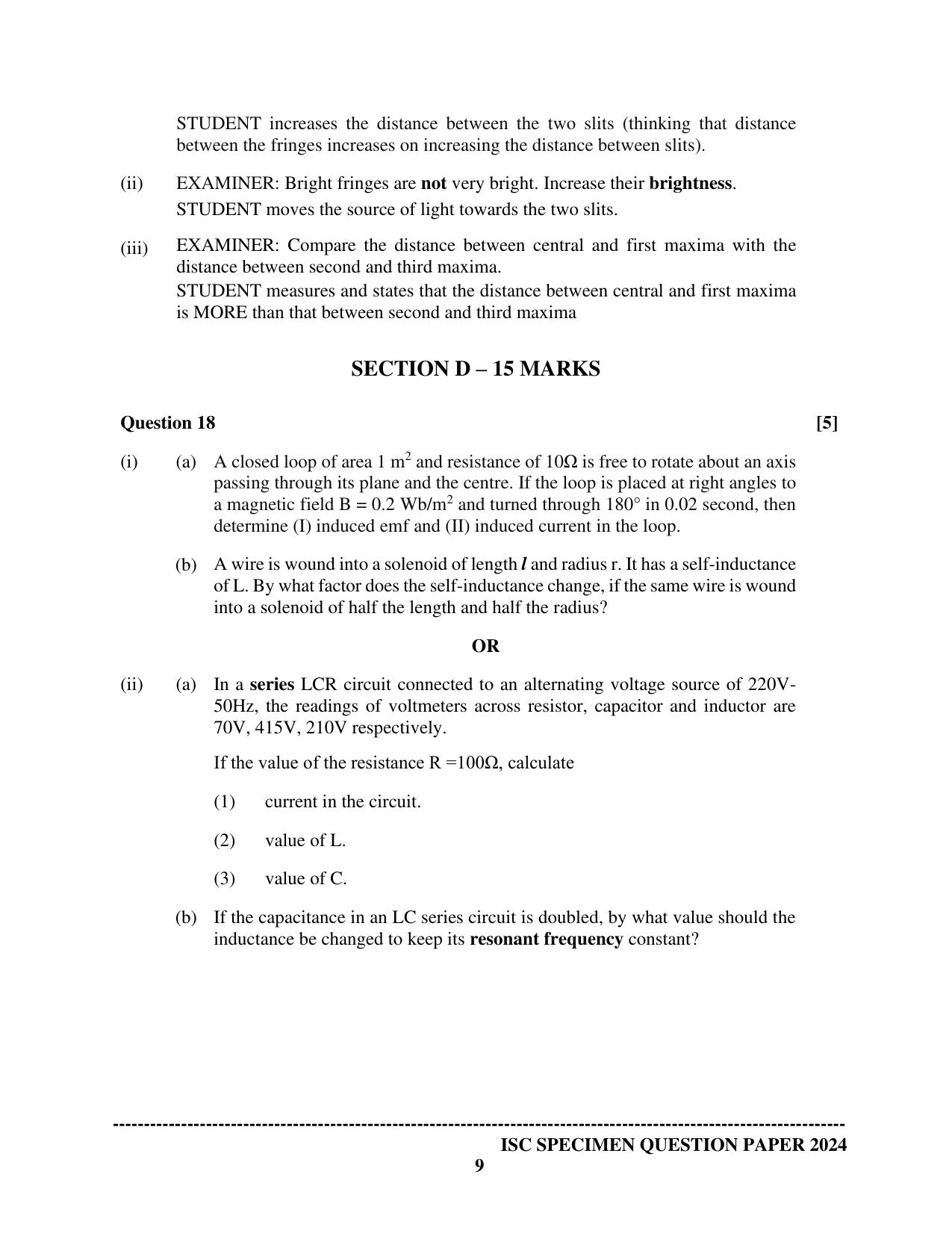 ISC Class 12 2024 PHYSICS PAPER 1 Sample Paper - Page 9