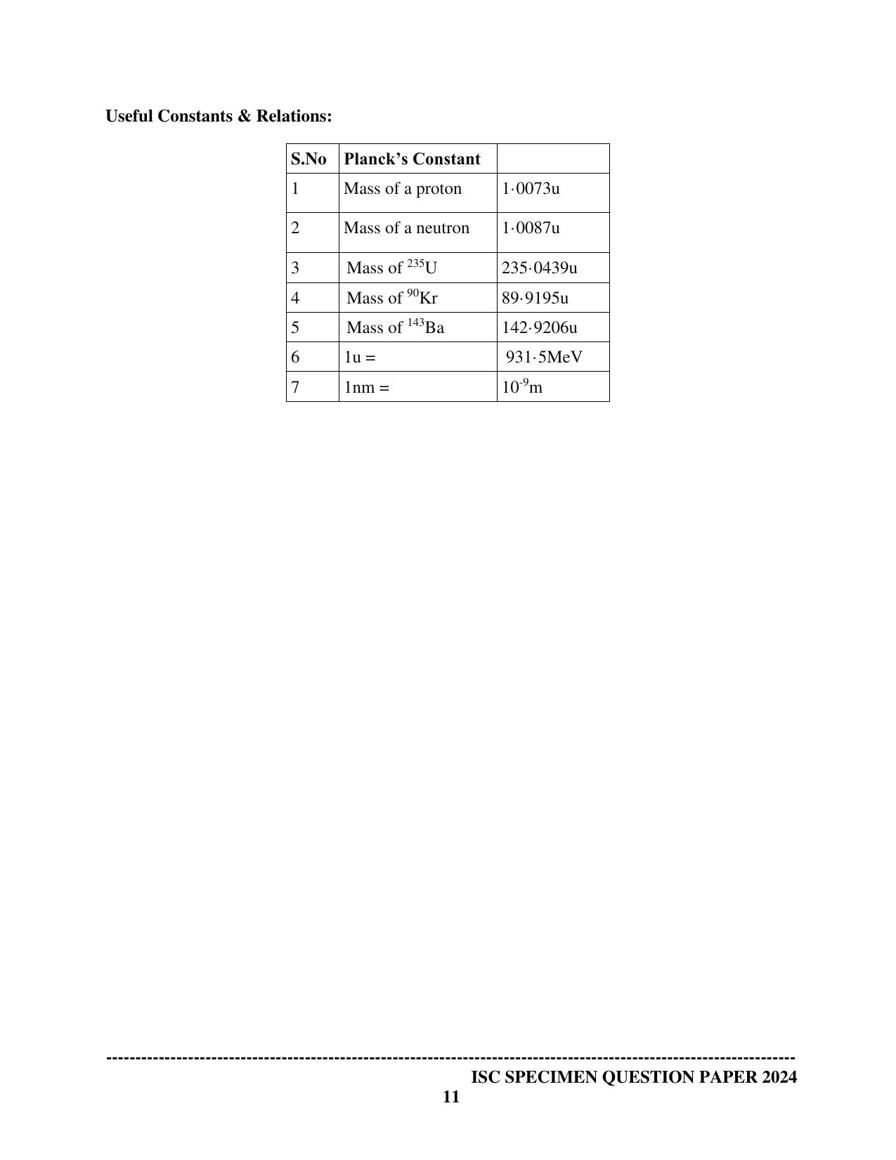ISC Class 12 2024 PHYSICS PAPER 1 Sample Paper - Page 11