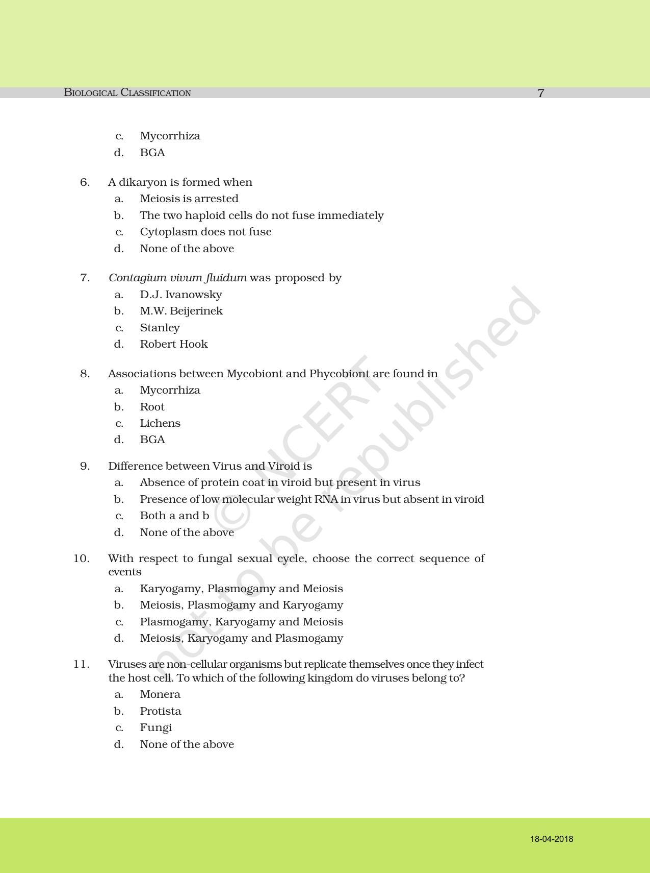 NCERT Exemplar Book for Class 11 Biology: Chapter 2 Biological Classification - Page 2