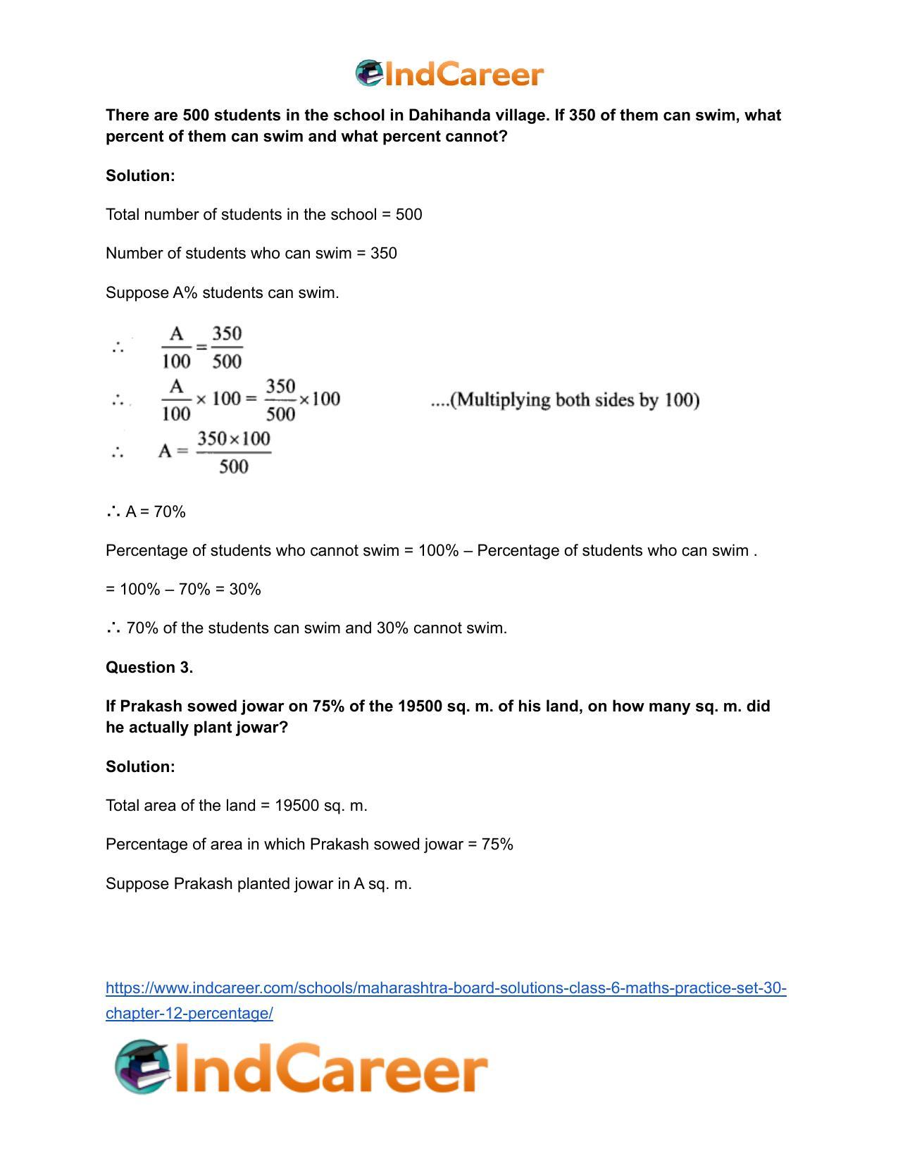 Maharashtra Board Solutions Class 6-Maths (Practice Set 30): Chapter 12- Percentage - Page 3