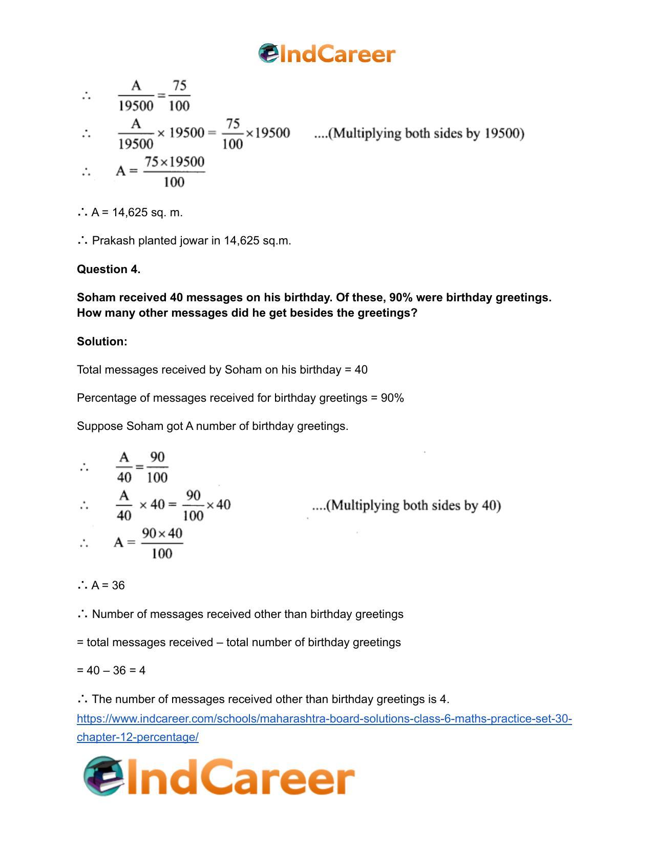 Maharashtra Board Solutions Class 6-Maths (Practice Set 30): Chapter 12- Percentage - Page 4
