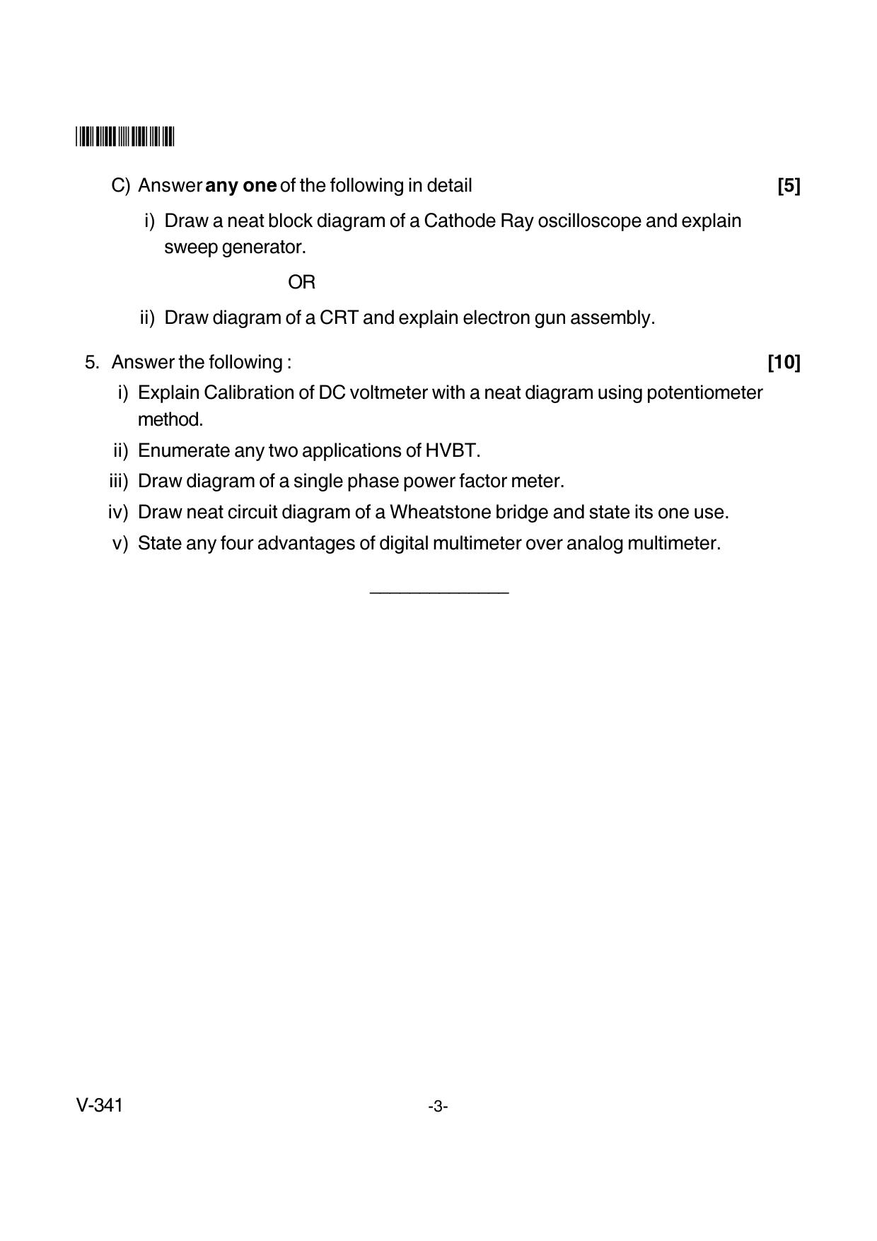 Goa Board Class 12 Electronic and Electrical Measurements  Voc 341 New Pattern (March 2018) Question Paper - Page 3
