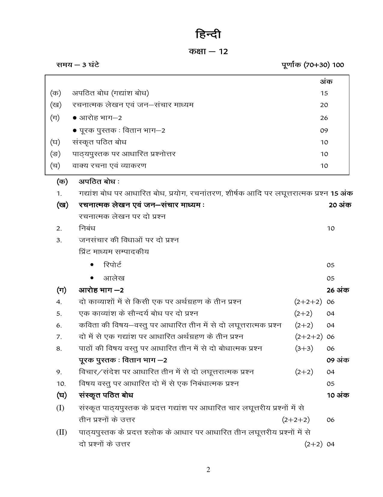 UBSE Class 12 Syllabus - Page 2
