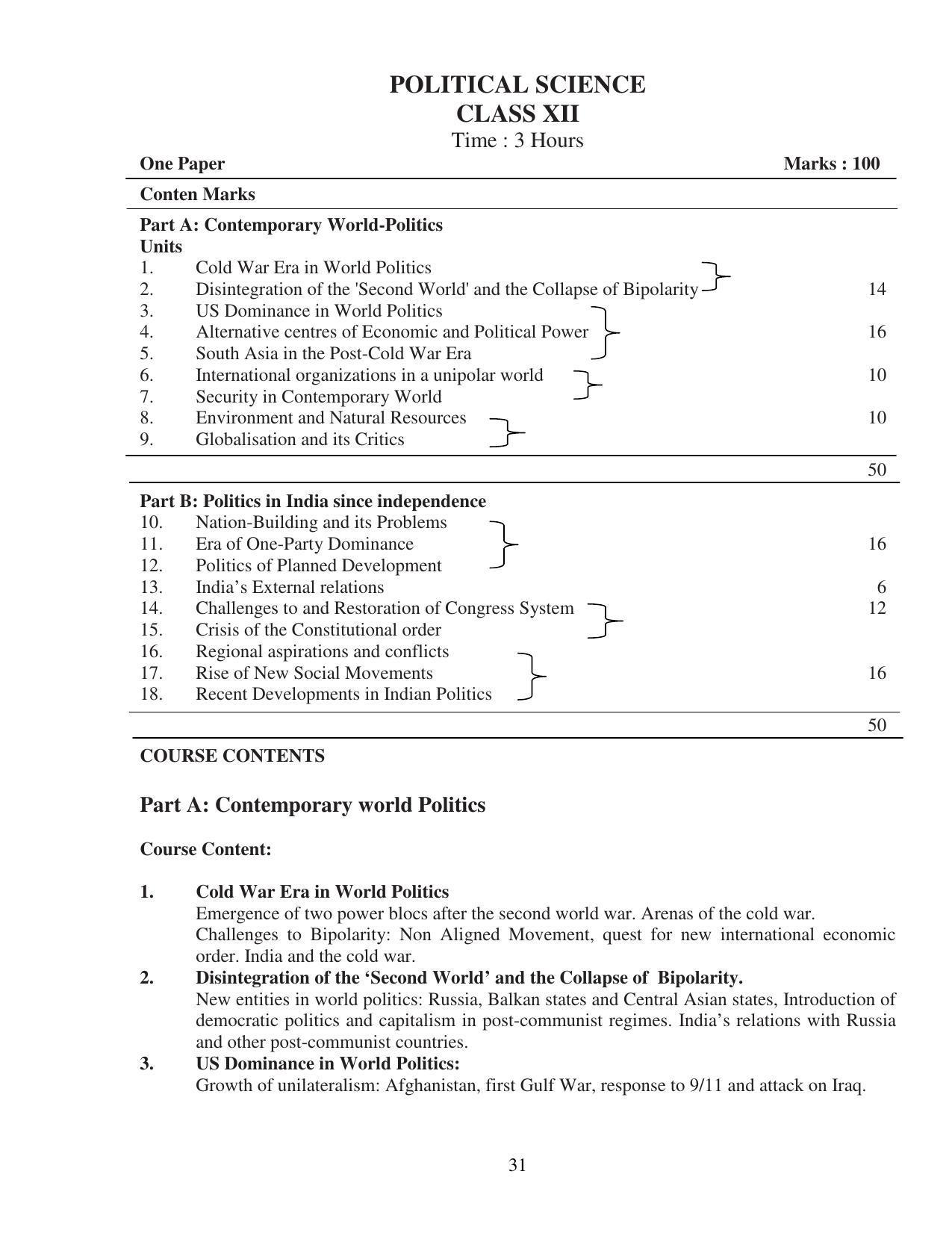 UBSE Class 12 Syllabus - Page 31