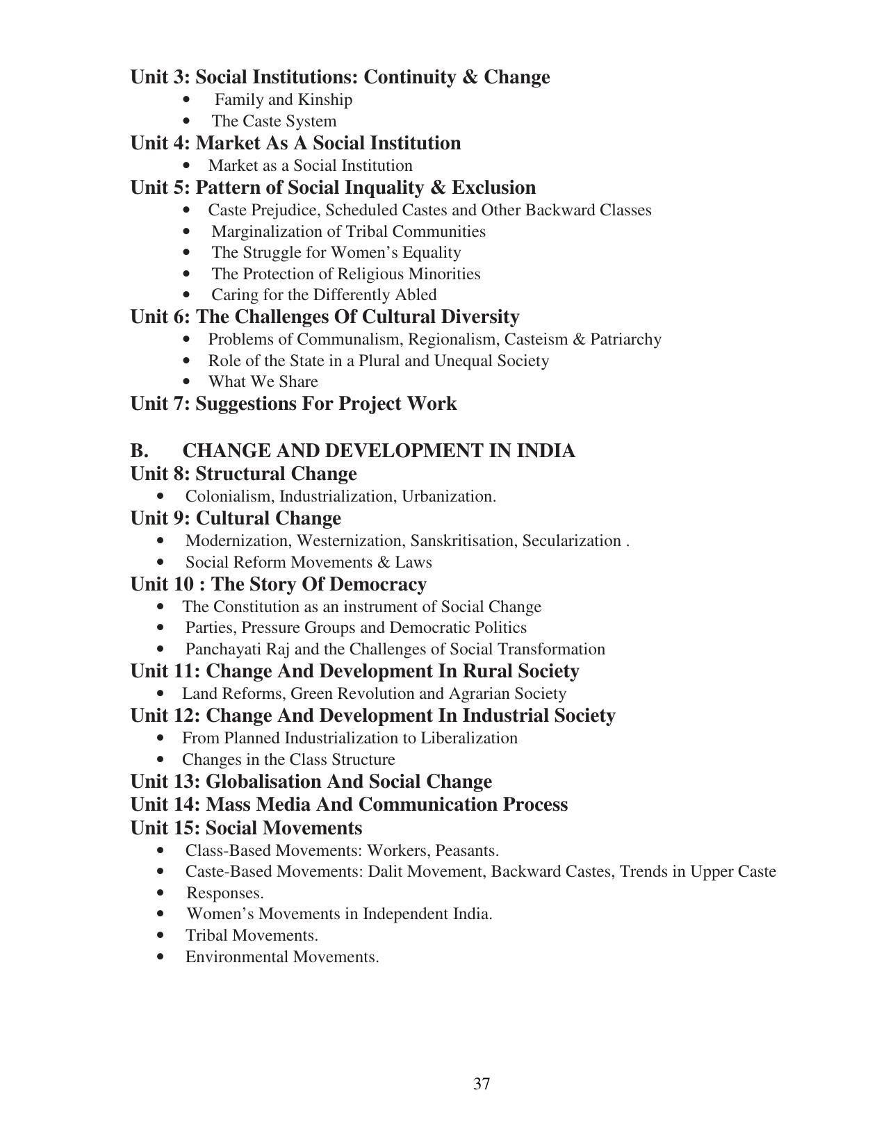 UBSE Class 12 Syllabus - Page 37