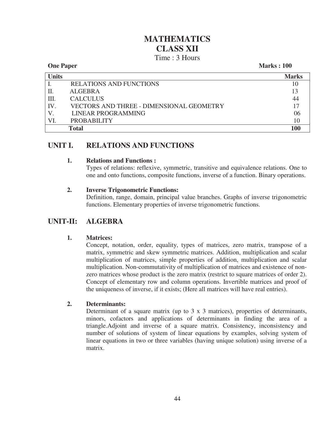 UBSE Class 12 Syllabus - Page 44
