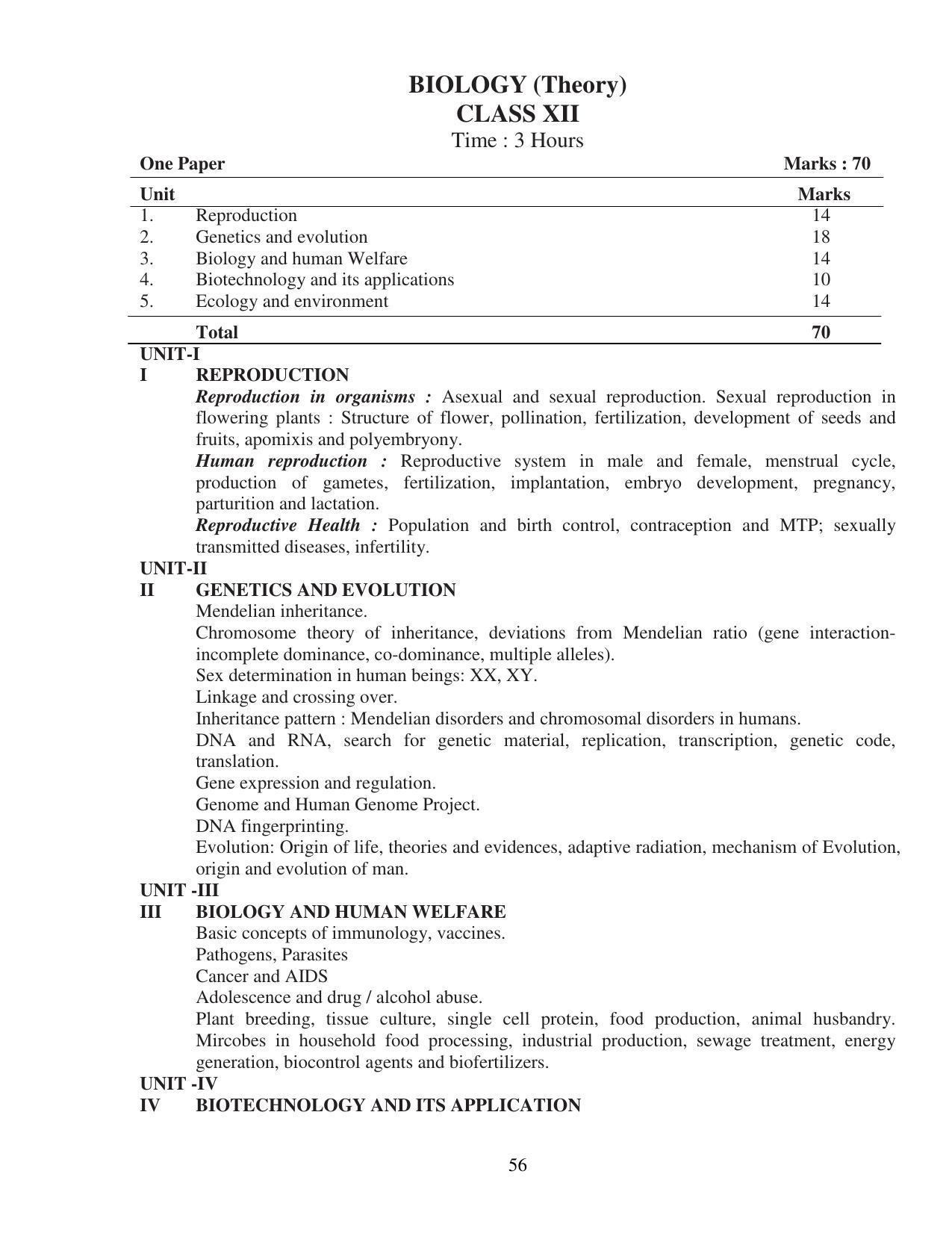 UBSE Class 12 Syllabus - Page 56