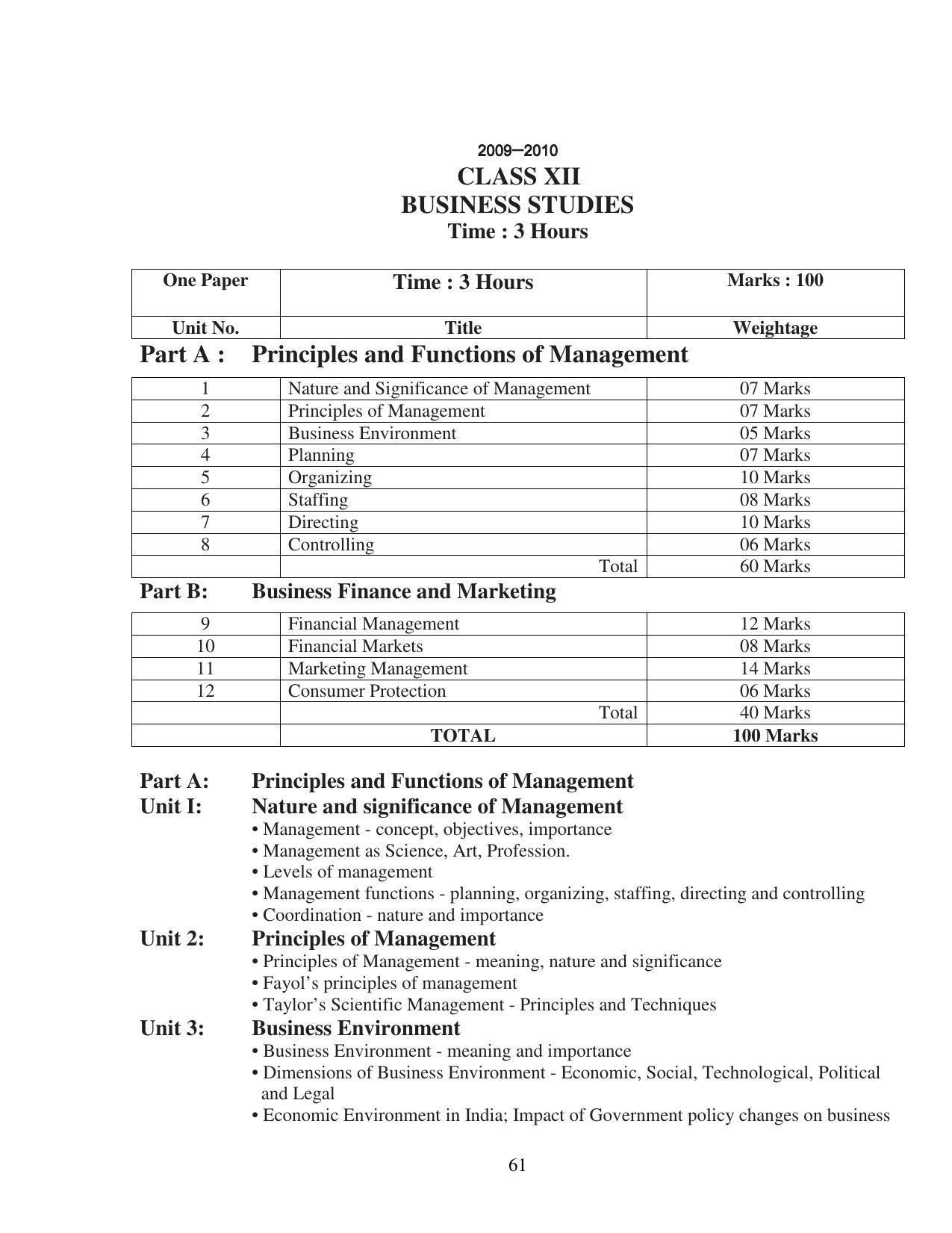 UBSE Class 12 Syllabus - Page 61