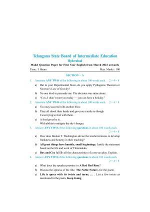 TS Intermediate 1st Year English Model Paper 2023