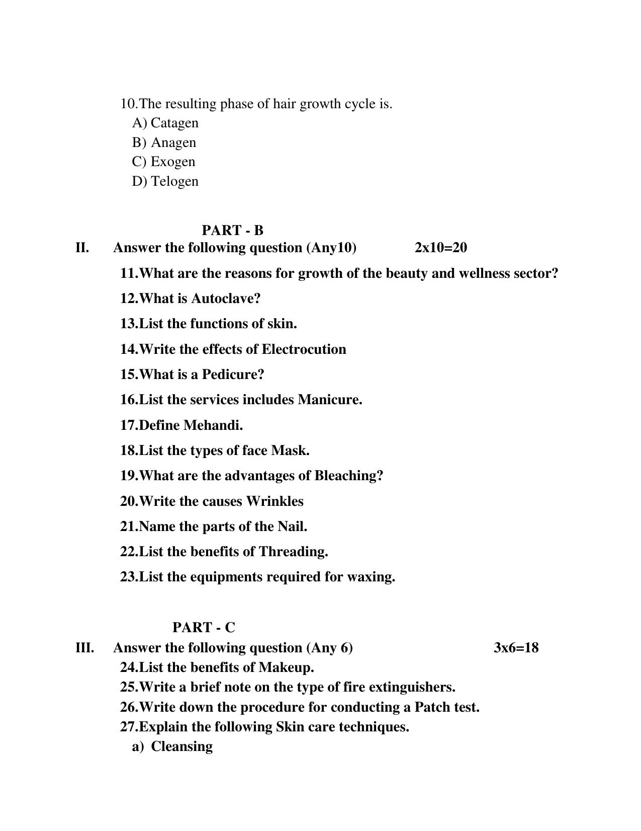 Karnataka 1st PUC Beauty And Wellness Model Question Paper 2025 - Page 6