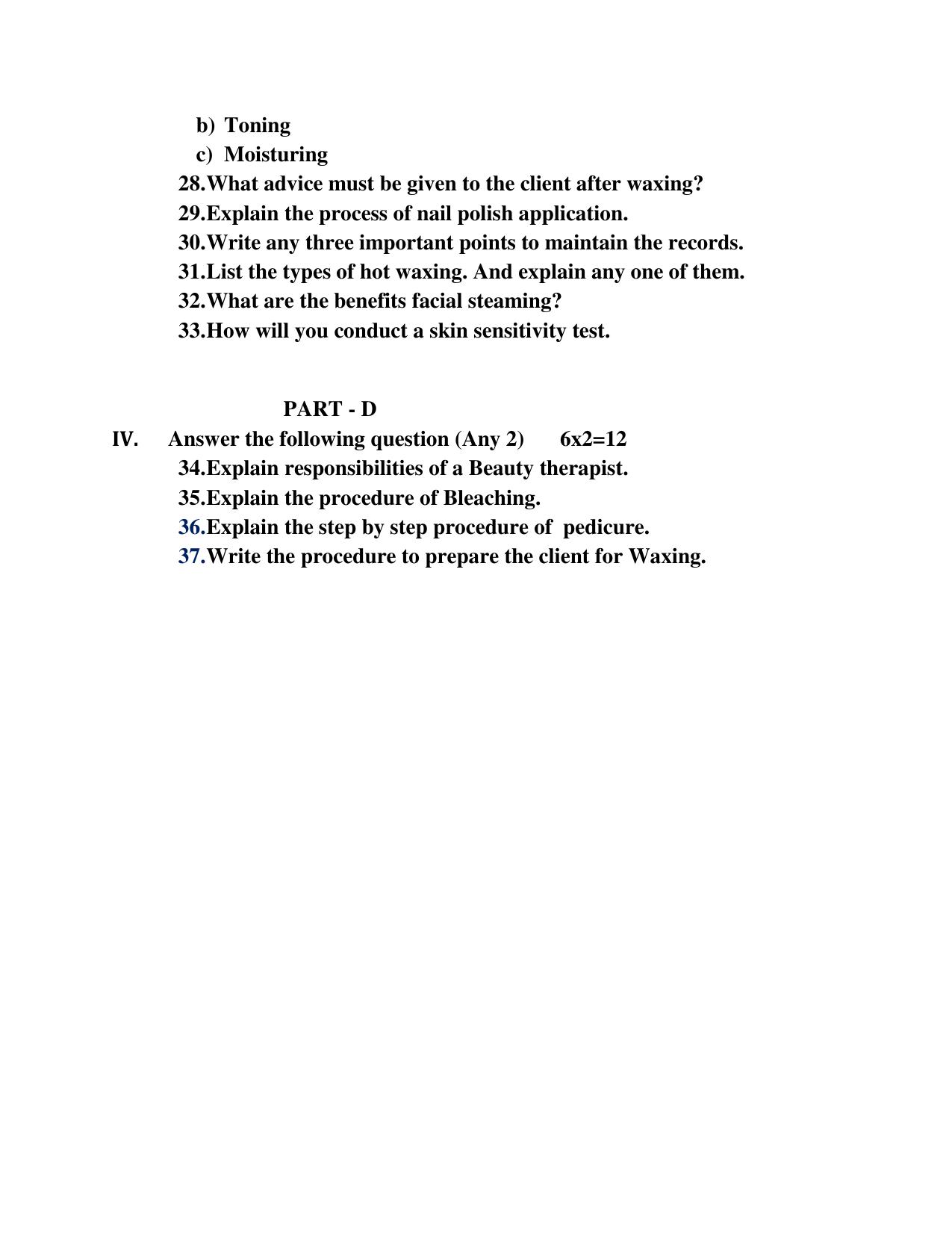 Karnataka 1st PUC Beauty And Wellness Model Question Paper 2025 - Page 7