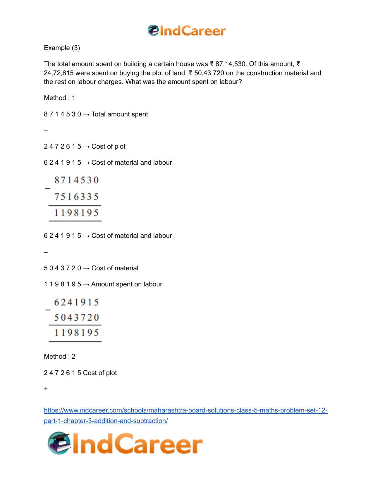 Maharashtra Board Solutions Class 5-Maths (Problem Set 12) - Part 1: Chapter 3- Addition and Subtraction - Page 6