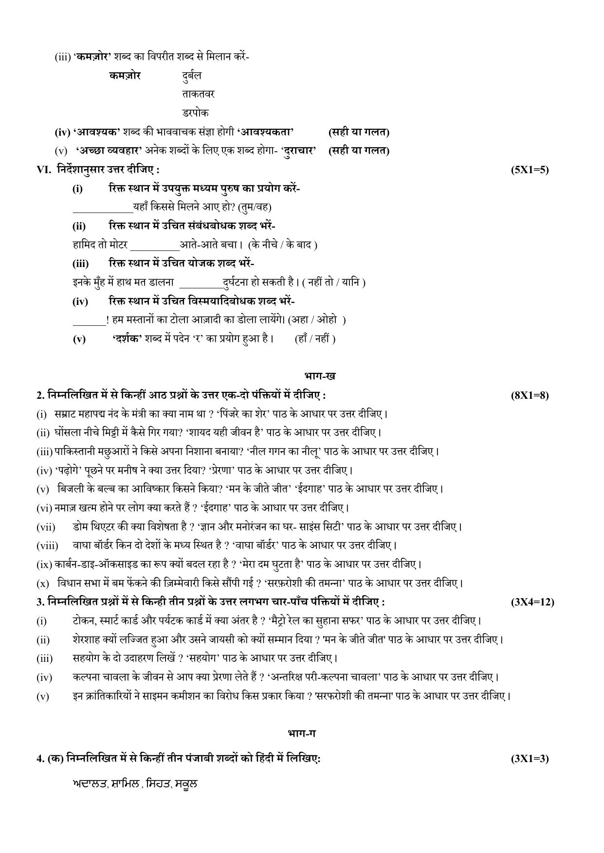 PSEB 8th Hindi 2nd Language Model Paper 2025 - Page 3