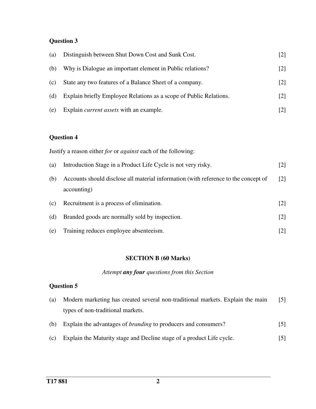 ICSE Class 10 COMMERCIAL APPLICATIONS 2017 Question Paper - Page 2