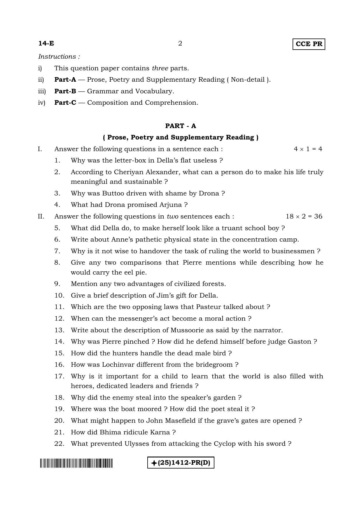Karnataka SSLC English - First Language - ENGLISH (14-E-(PR)-1412-D_e2) (Supplementary) June 2019 Question Paper - Page 2