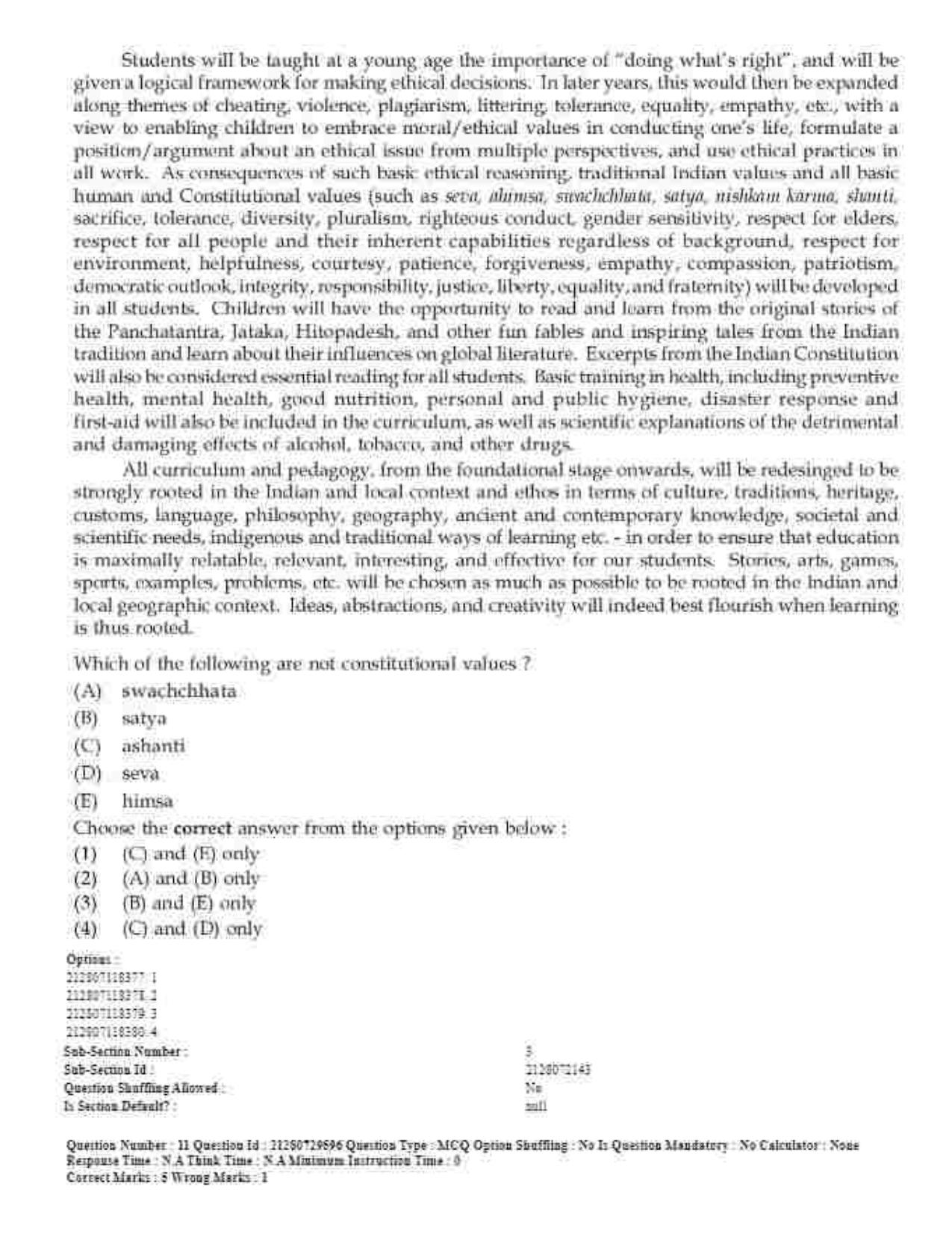 CUET 2023 Domestic Shift 1 Question Papers - 21 June 2023 - Page 11