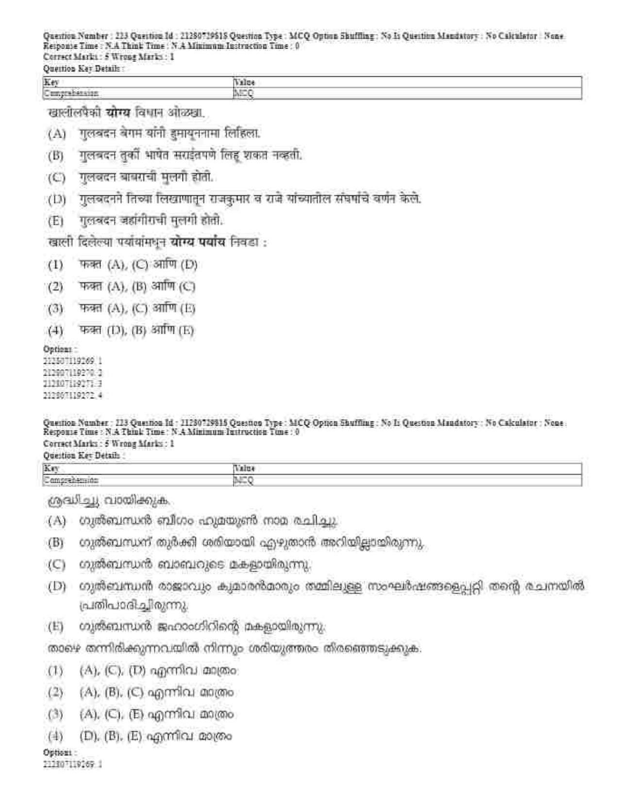 CUET 2023 Domestic Shift 1 Question Papers - 21 June 2023 - Page 238