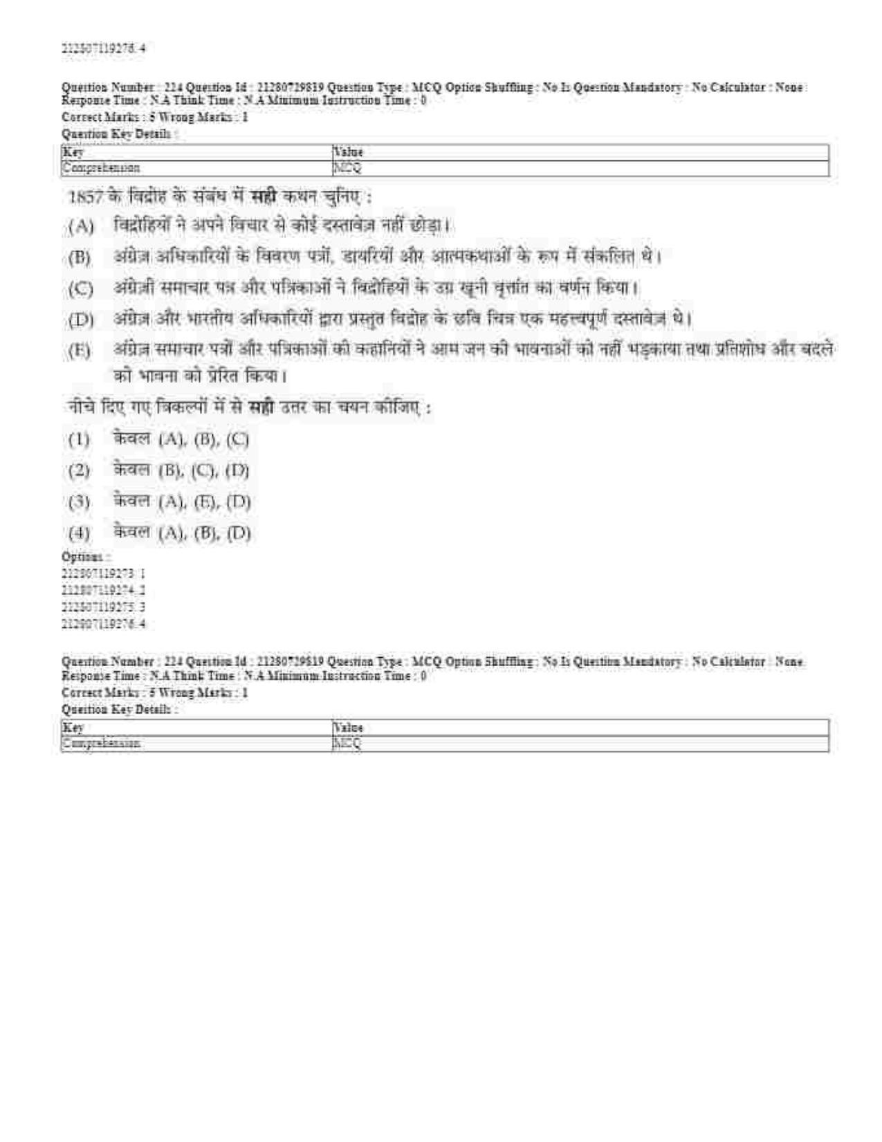 CUET 2023 Domestic Shift 1 Question Papers - 21 June 2023 - Page 243