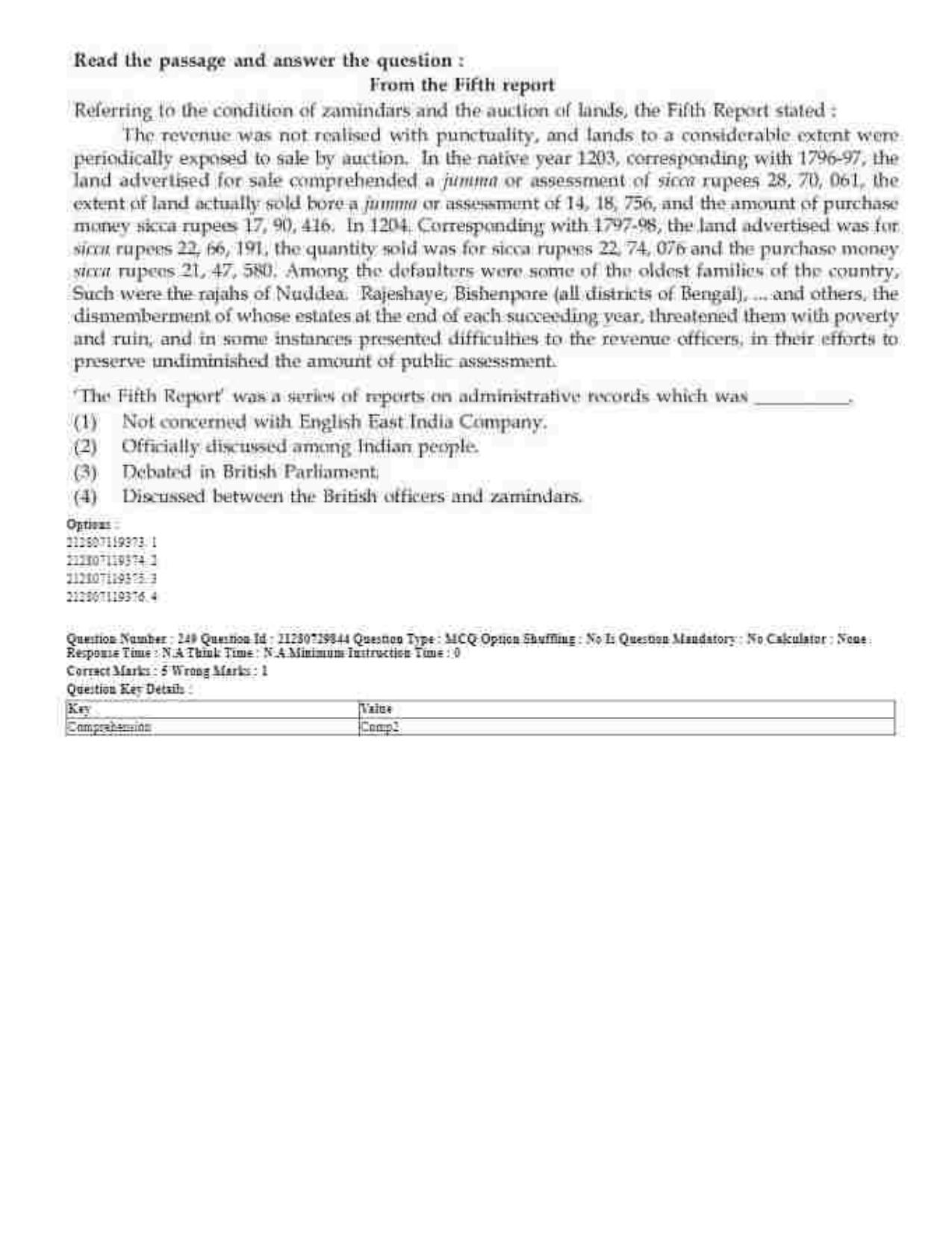 CUET 2023 Domestic Shift 1 Question Papers - 21 June 2023 - Page 451