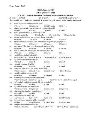 Hemchand North Gujarat University Sample Paper July-Sept 2021:  B.R.S. Semester-III Core-07 : Animal Hus boundary & Dairy Science (Animal Feeding) Paper Code - 3669