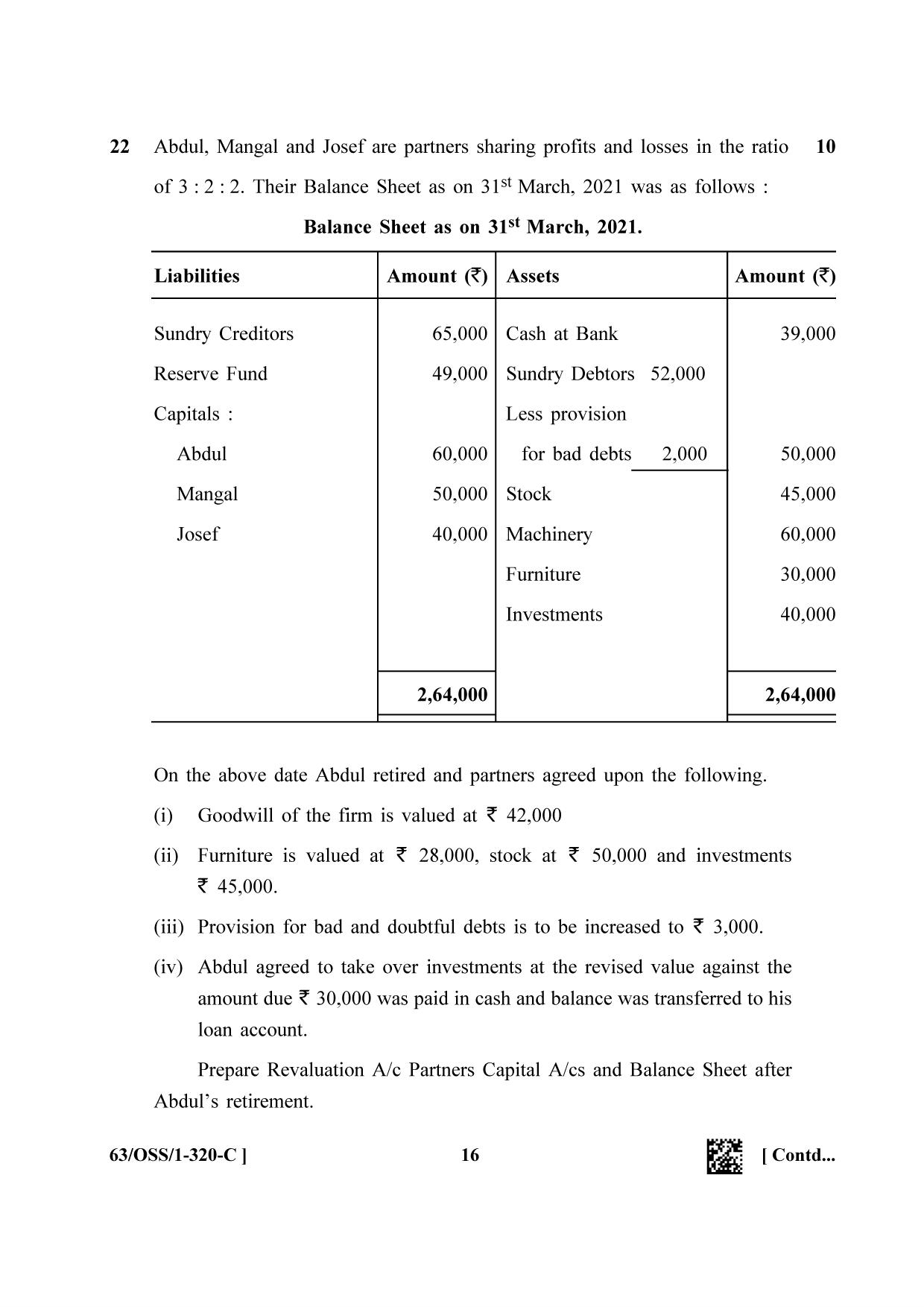 NIOS April 2022 Class 12 Accountancy Question Paper - Page 64