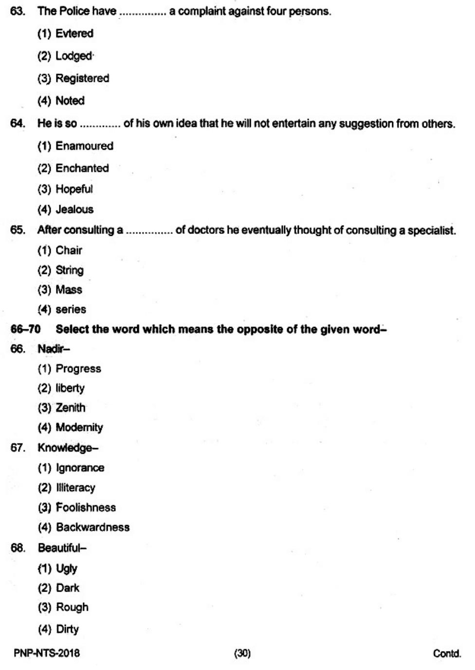 Uttar Pradesh NTSE 2018 SAT, MAT & Lang Question Paper - Page 29