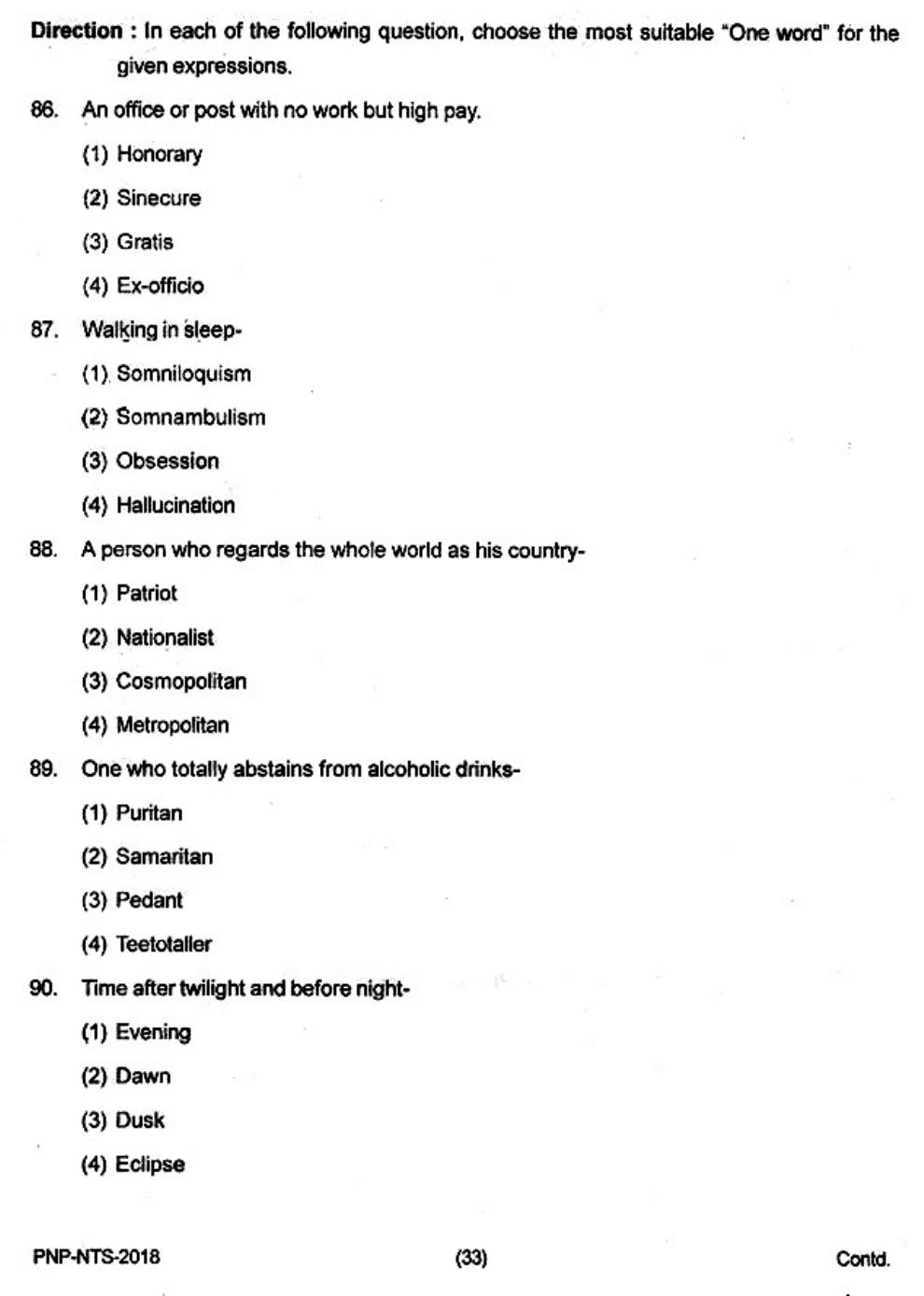 Uttar Pradesh NTSE 2018 SAT, MAT & Lang Question Paper - Page 32