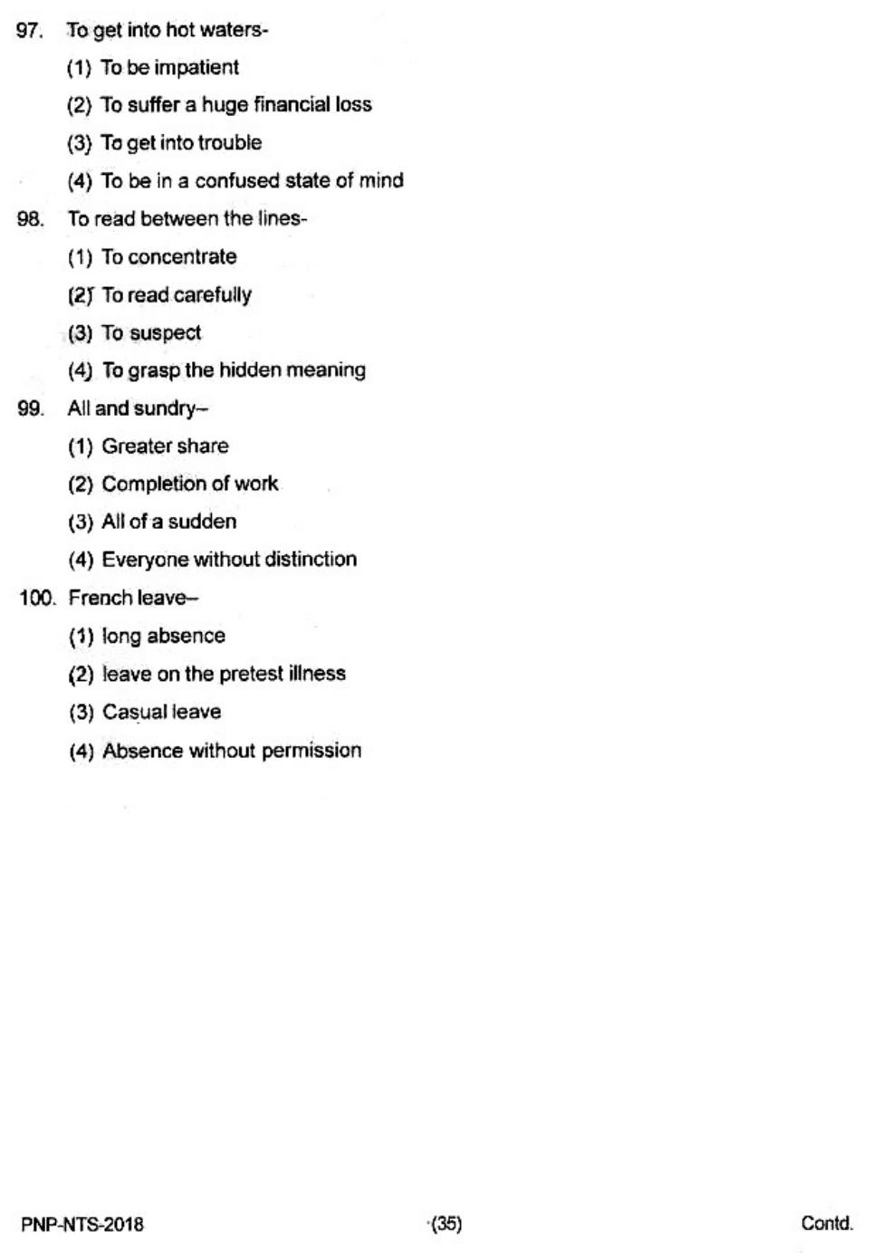 Uttar Pradesh NTSE 2018 SAT, MAT & Lang Question Paper - Page 34