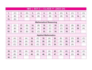 SOF IMO Class 11 SET-C 2023 Answer Keys
