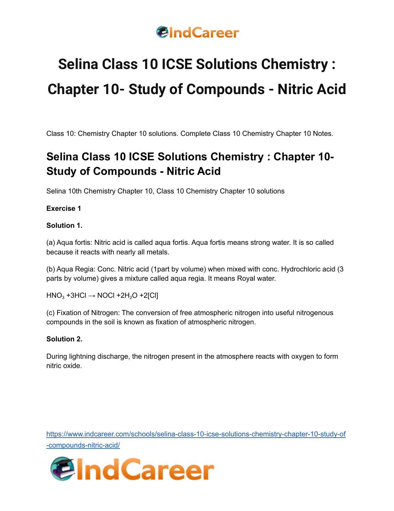 Selina Class 10 ICSE Solutions Chemistry : Chapter 10- Study of Compounds - Nitric Acid - Page 2