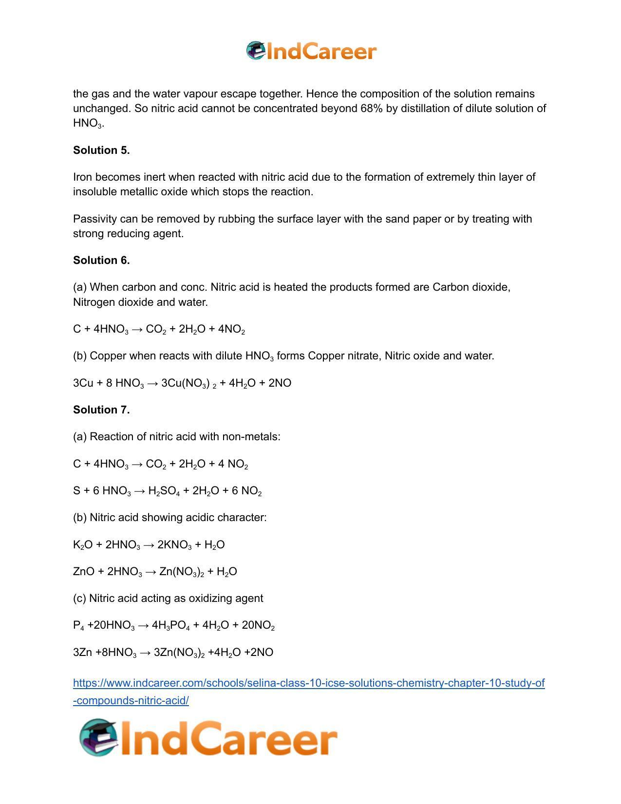 Selina Class 10 ICSE Solutions Chemistry : Chapter 10- Study of Compounds - Nitric Acid - Page 4