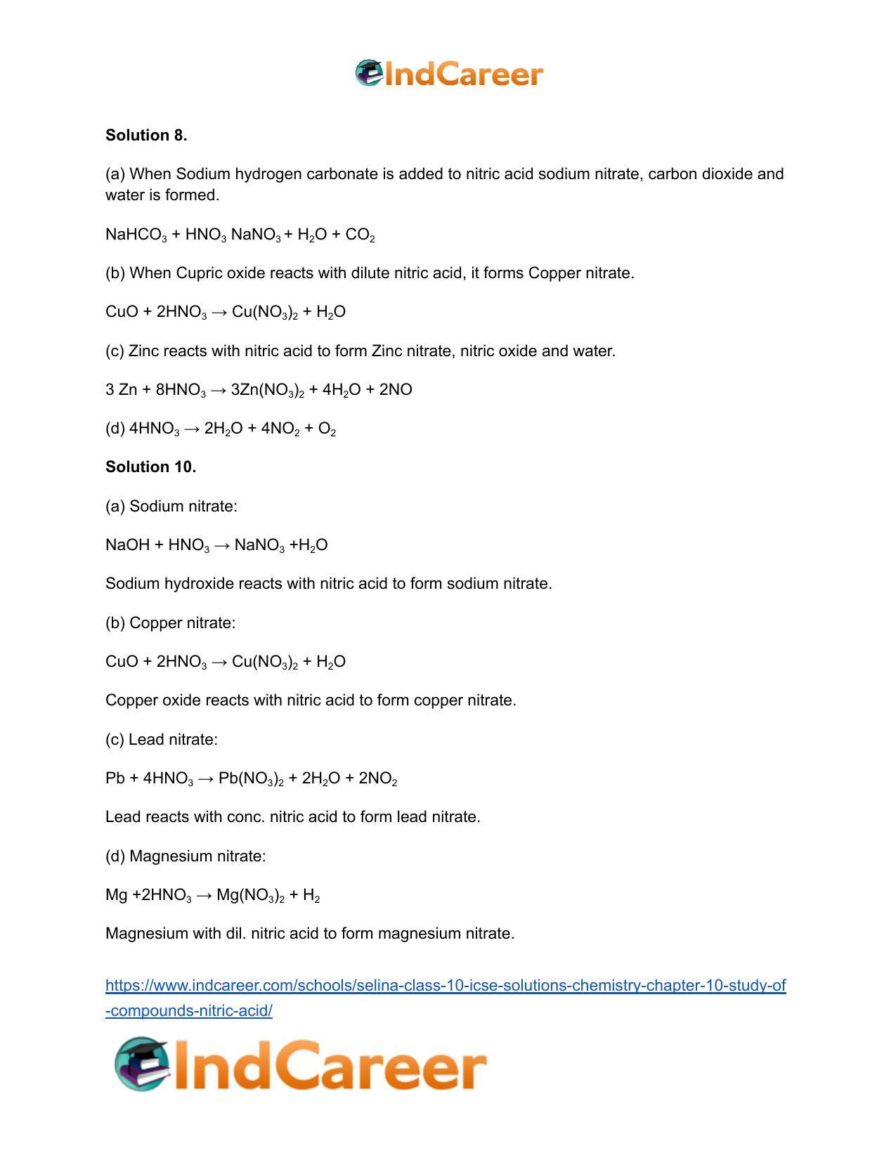 Selina Class 10 ICSE Solutions Chemistry : Chapter 10- Study of Compounds - Nitric Acid - Page 5