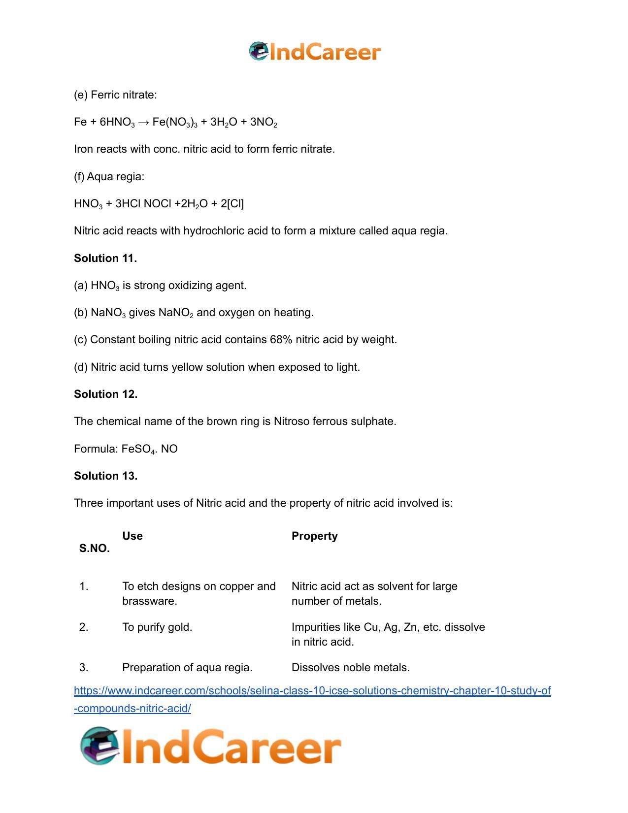 Selina Class 10 ICSE Solutions Chemistry : Chapter 10- Study of Compounds - Nitric Acid - Page 6