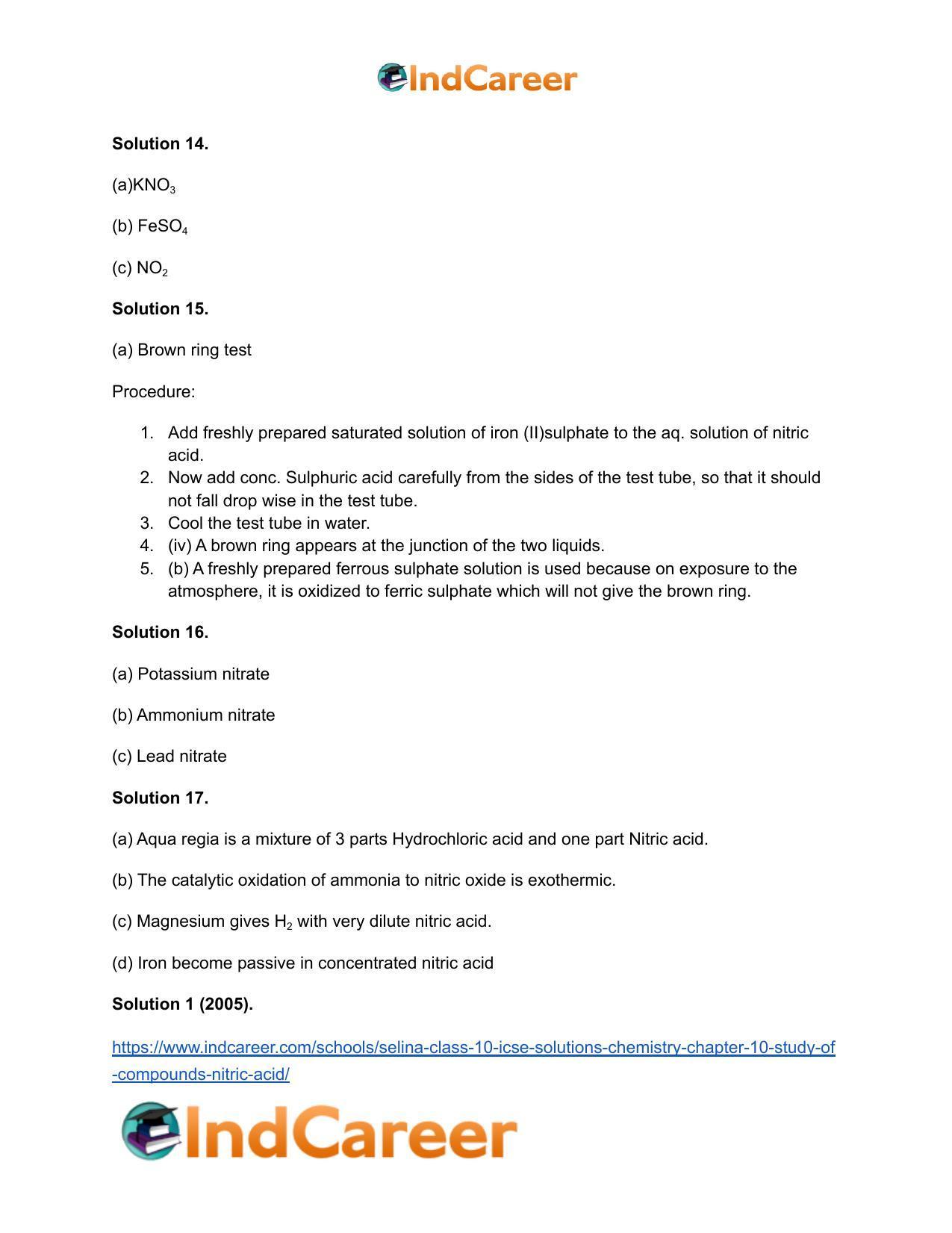 Selina Class 10 ICSE Solutions Chemistry : Chapter 10- Study of Compounds - Nitric Acid - Page 7