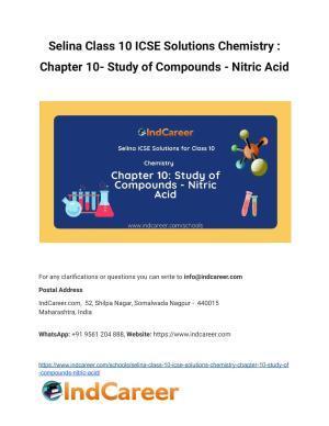 Selina Class 10 ICSE Solutions Chemistry : Chapter 10- Study of Compounds - Nitric Acid