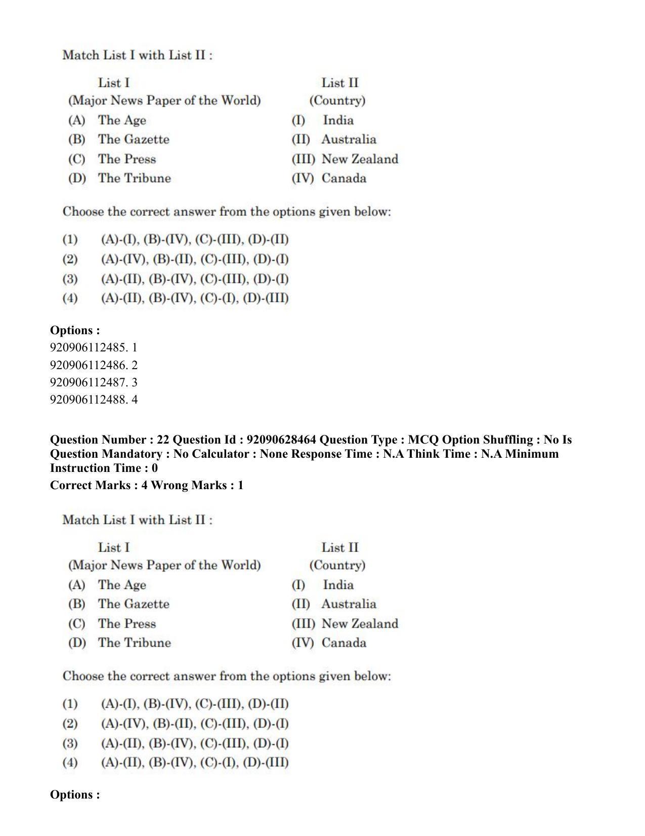 CUET PG 2023: SCQP17 – Life Science (Eng) - Shift 2 (27-06-2023) Question Paper - Page 22