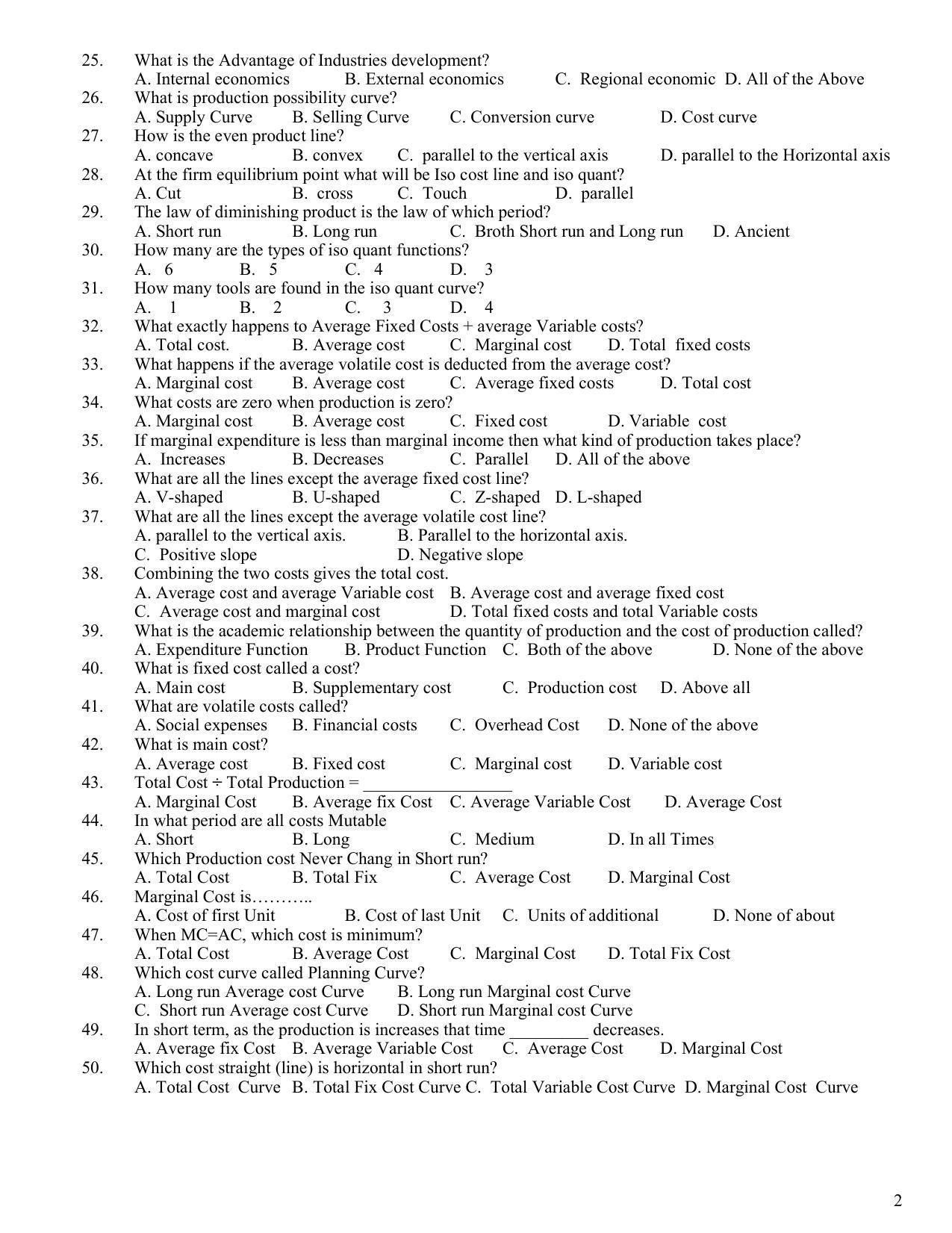 Hemchand North Gujarat University Sample Paper July-Sept 2021:B.Com. Semester-I (Old Course) Fundamentals of Business Economics-I (Theory) - Page 2